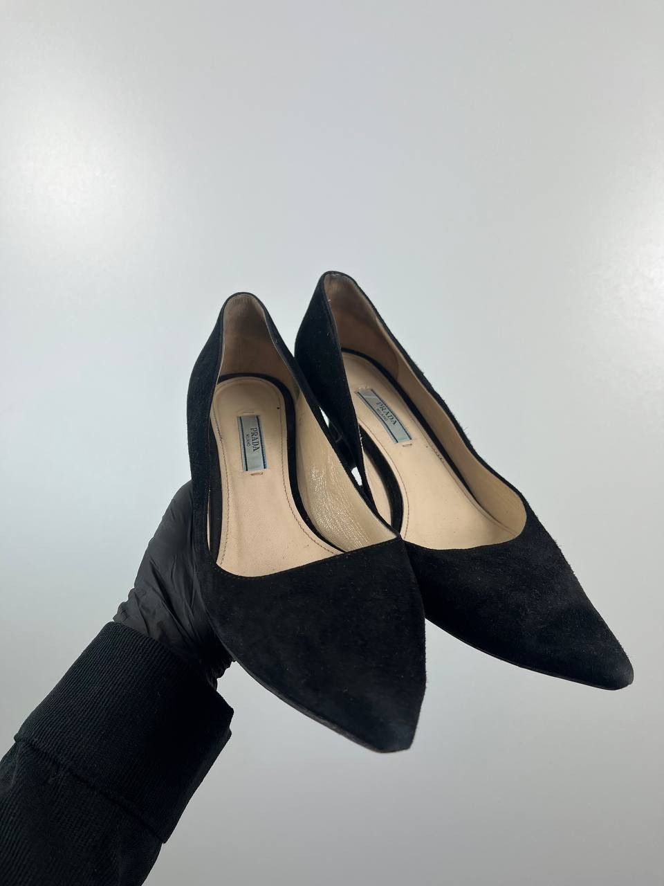 Prada Prada Black Suede Pointed Toe Ballet Flats Womens Size 39 Size US 9 / IT 39 - 1 Thumbnail