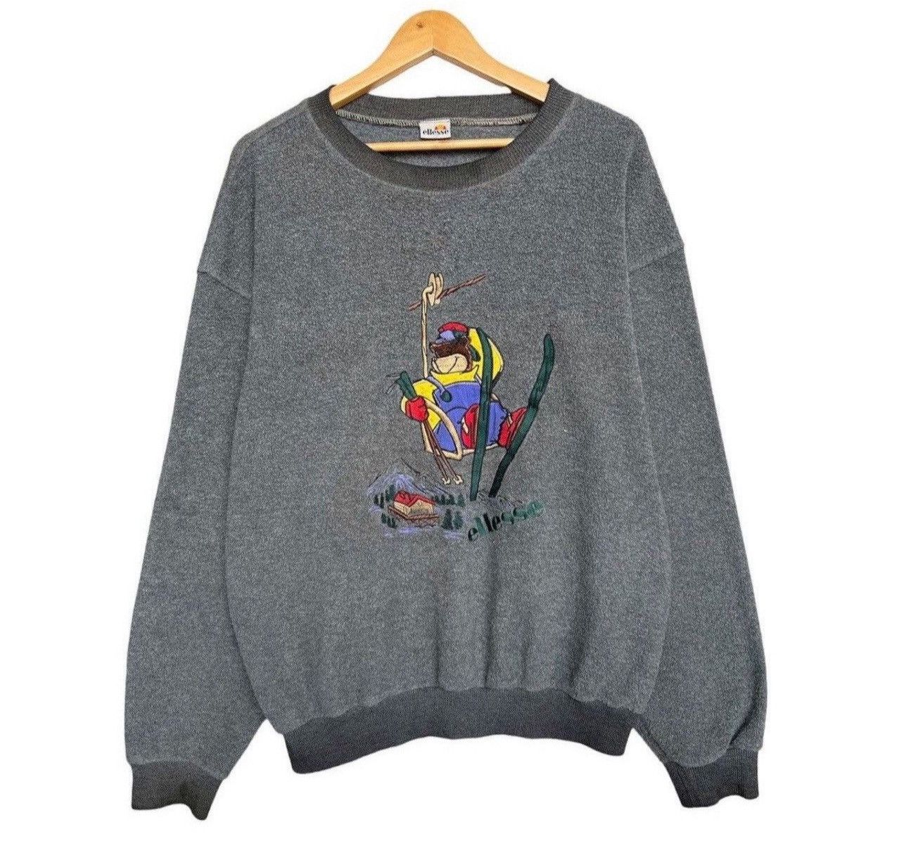 Ellesse × Vintage Rare🔥 Vintage 90's Ellesse Bear Ski Fleece Sweatshirt Size US L / EU 52-54 / 3 - 1 Thumbnail