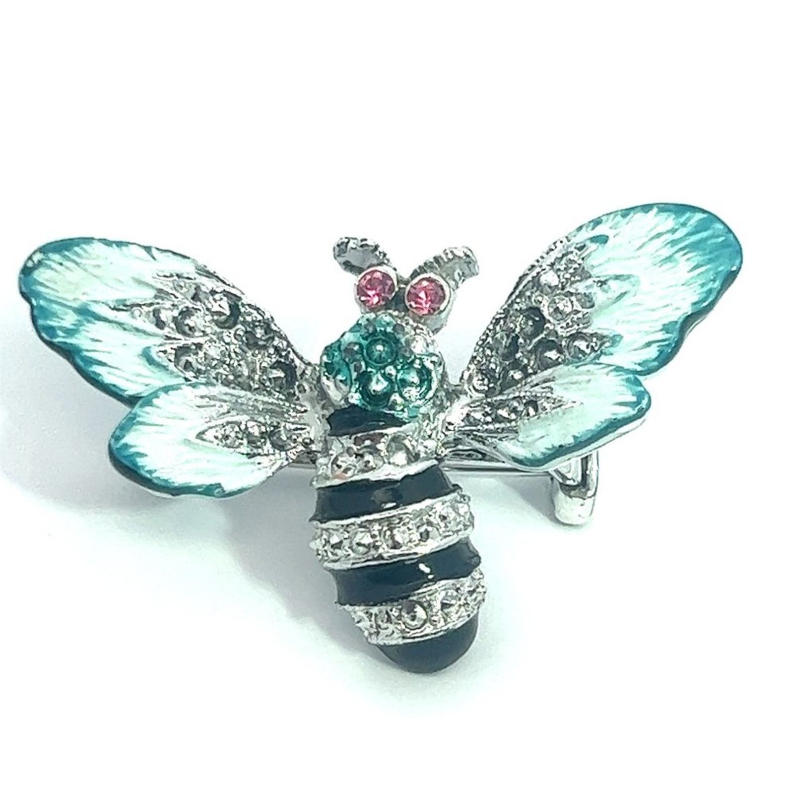 & Other Stories Beautiful Sparkling Rhinestone Green Black Silver Bee Brooch Size ONE SIZE - 3 Thumbnail