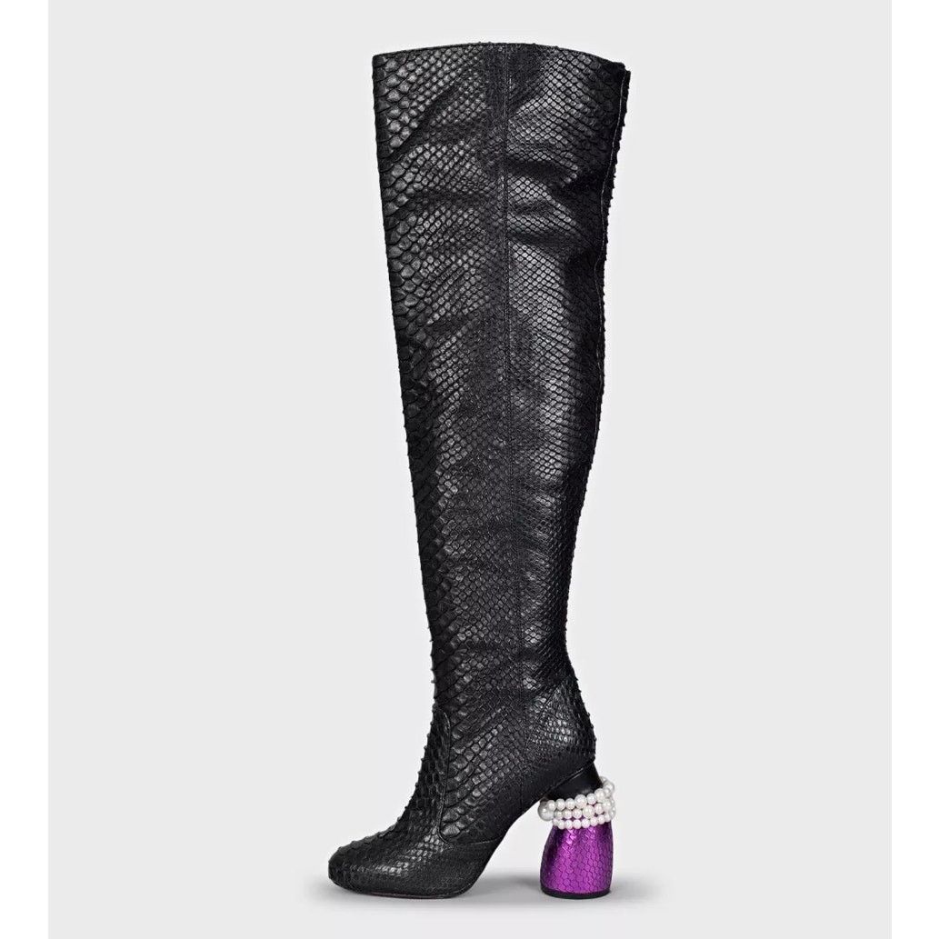Dries Van Noten Snakeskin Over Knee Boots - EU 38