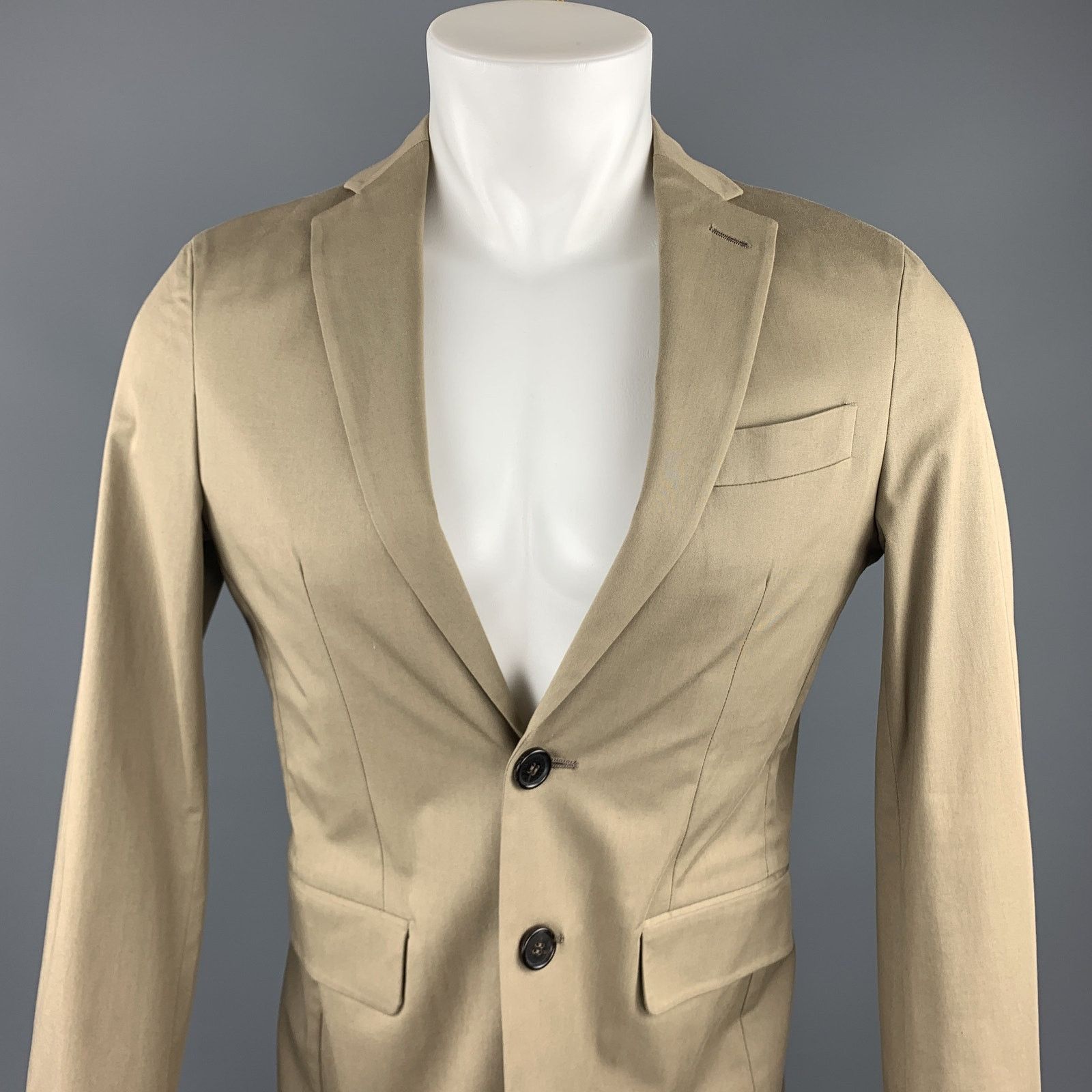 Dsquared2 DSQUARED2 Size 36 Taupe Cotton Blend Notch Lapel Sport Coat Size 36R - 2 Thumbnail