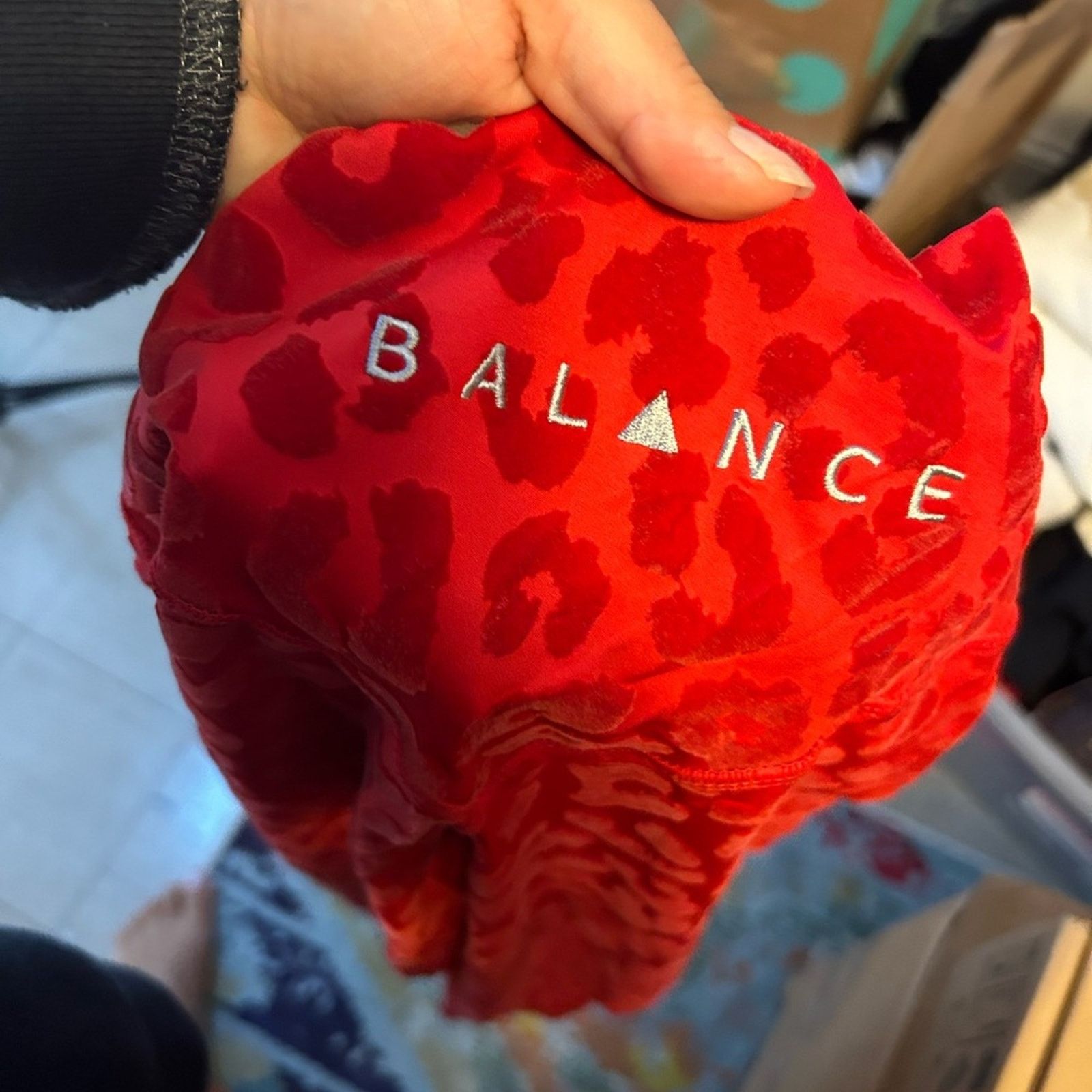 Other Balance Athletica Red Animal Print Velour Leggings Size 27" / US 4 / IT 40 - 4 Thumbnail