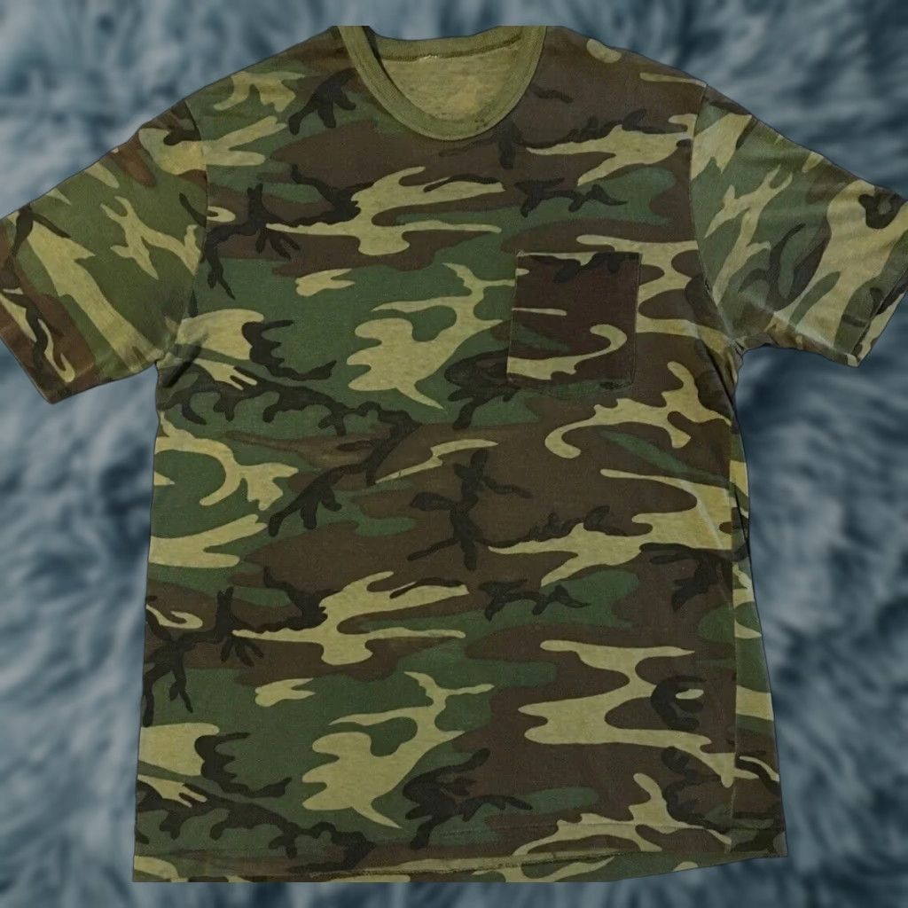 Vintage Vtg 80s Faded Distress Camo Shirt M L Army Military Punk Grunge Biker PFU PE 90s Size US M / EU 48-50 / 2 - 1 Thumbnail