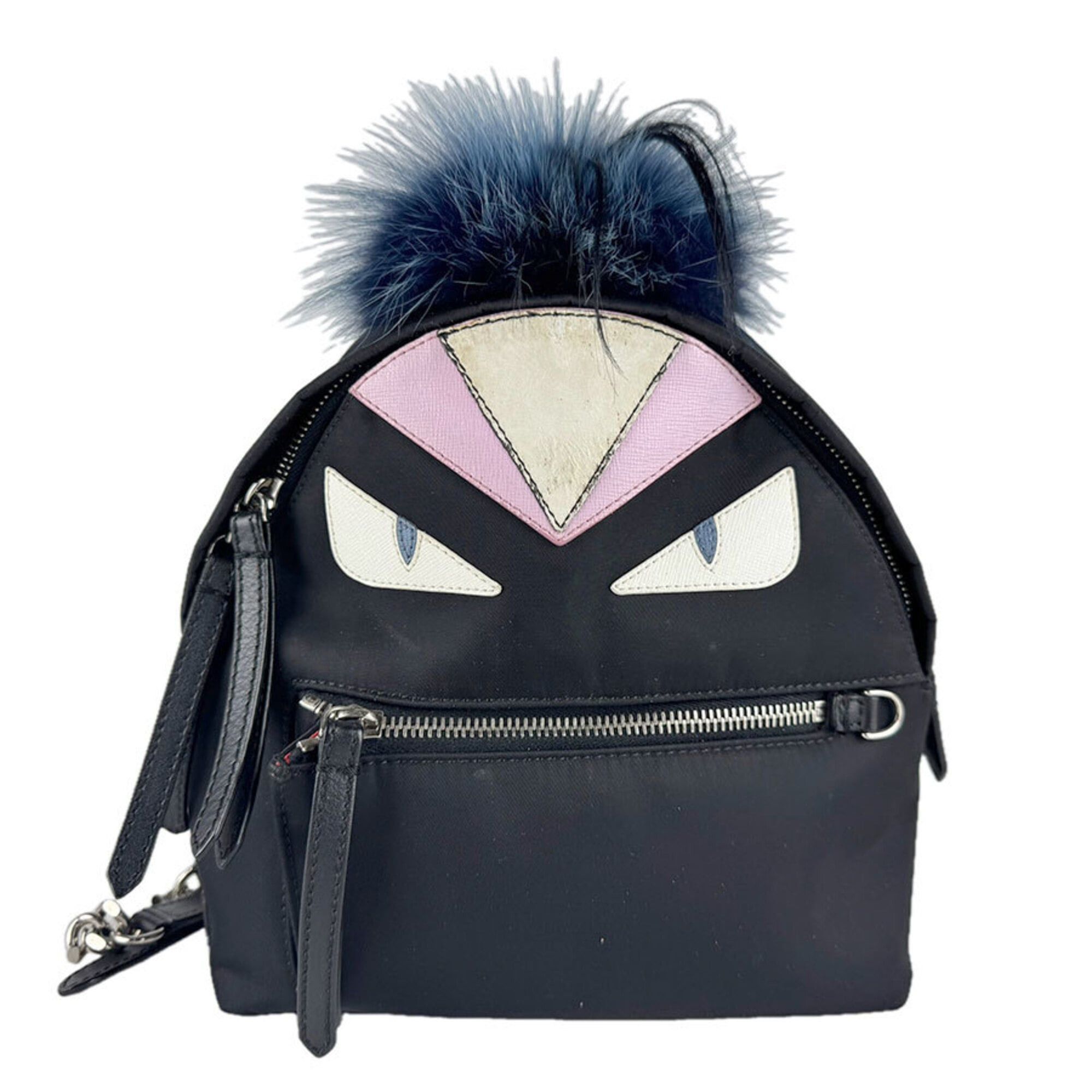 Fendi Fendi ZAINO MINI Backpack, Nylon, Fur, Black/Silver, Women's, 8BZ038-48Z, Free Shipping, z9473 Size ONE SIZE - 1 Thumbnail