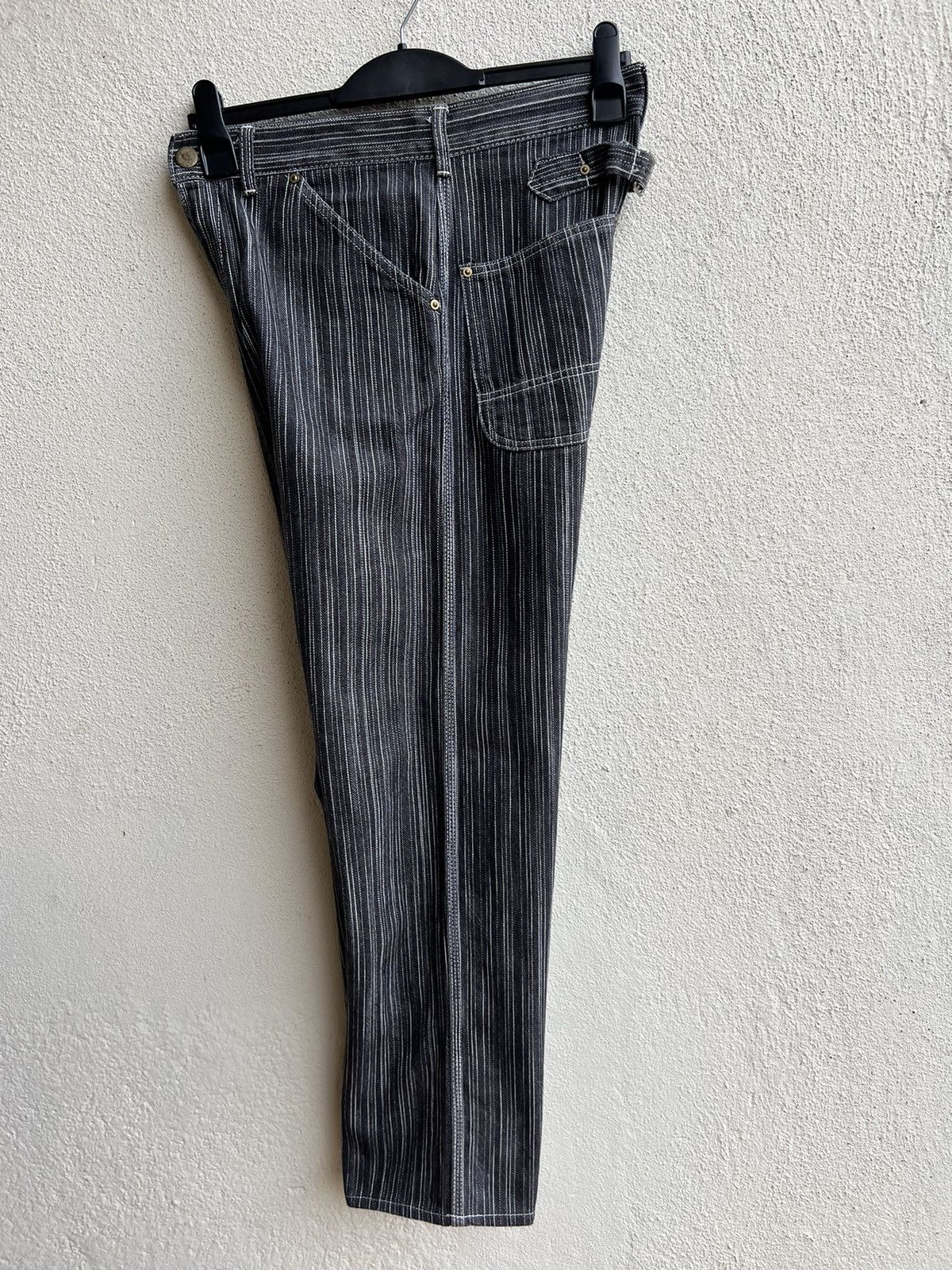 Pherrow's STORMY BLUE Japan Buckle Back Striped Carpenter Denim Jeans Size US 30 / EU 46 - 19 Thumbnail