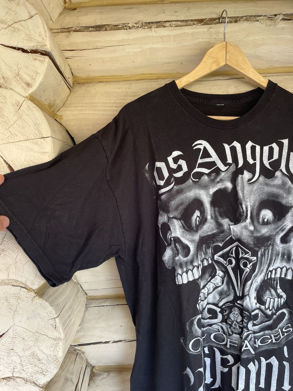 Vintage Los Angeles Big Scull Logo California black rap tee Size US L / EU 52-54 / 3 - 4 Thumbnail