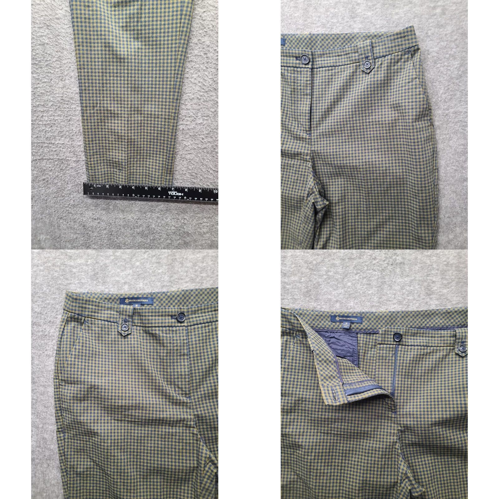 Brooks Brothers VINTAGE Brooks Brothers Gingham Pants Slim Ankle 10x28 Women Blue Yellow Check Stretch Cotton Spandex Sl o? Size 32" / US 10 / IT 46 - 8 Thumbnail