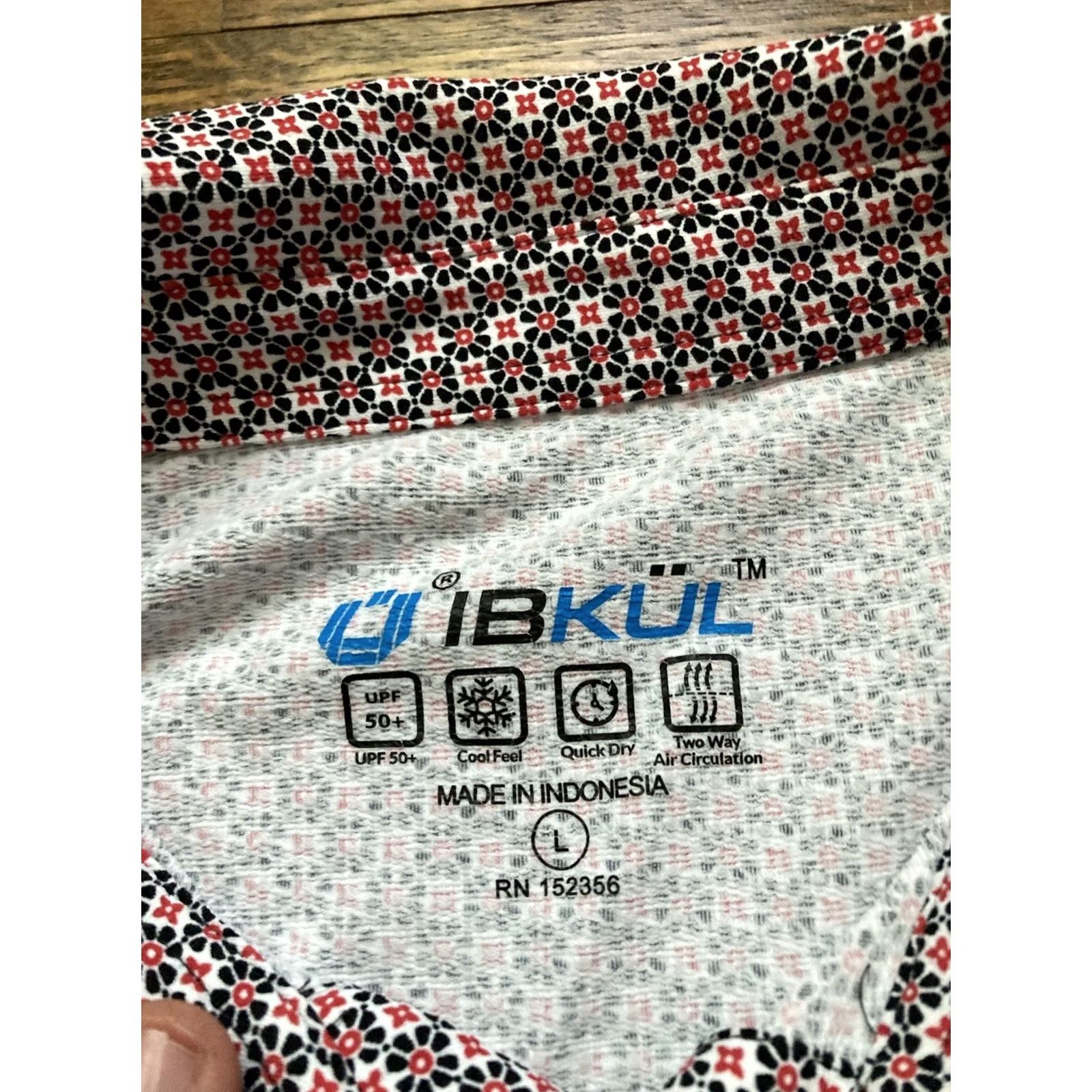 Vintage IBKUL Polo Shirt Mens Large Red Golf UPF 50 Stretch Moisture Wicking Short Sleeve Camouflage Pattern Size US L / EU 52-54 / 3 - 4 Thumbnail