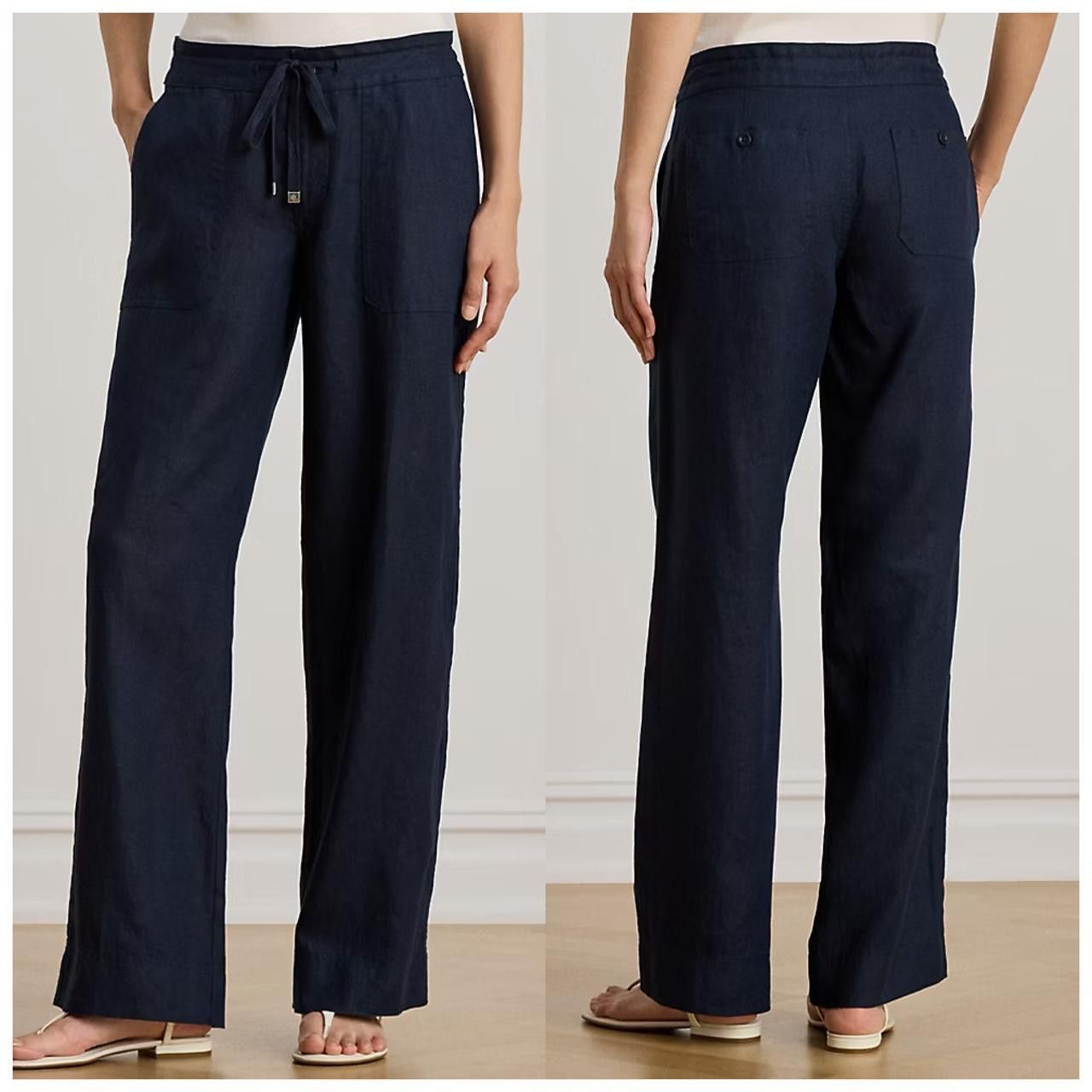Ralph Lauren Ralph Lauren Navy Linen Wide-Leg Pant Size 16 - NWOT Size 38" / US 16 / IT 52 - 1 Thumbnail
