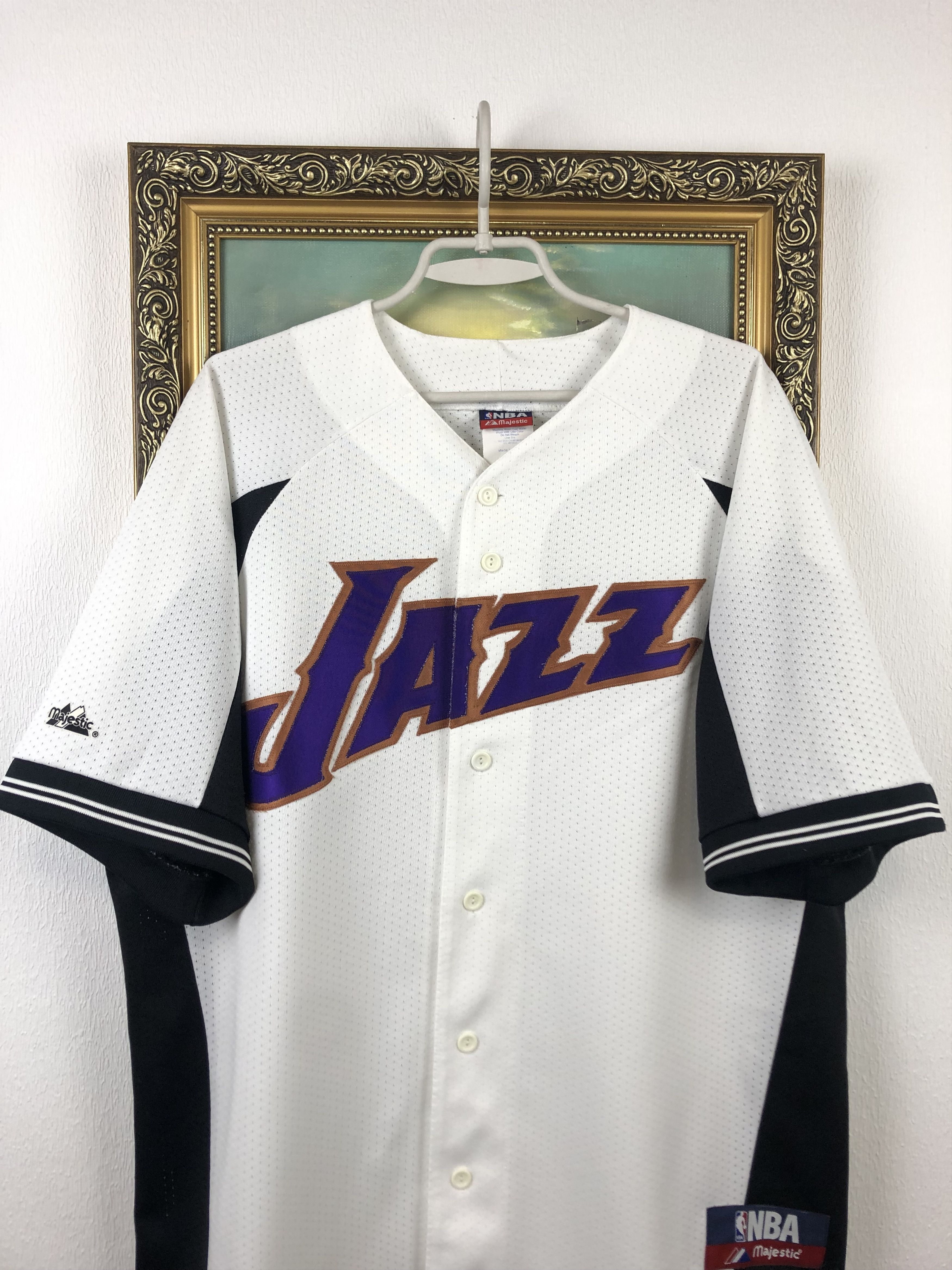 NBA × Vintage Vintage 90s Utah Jazz NBA Jersey Shirt Majestic Rare Size US XL / EU 56 / 4 - 2 Thumbnail