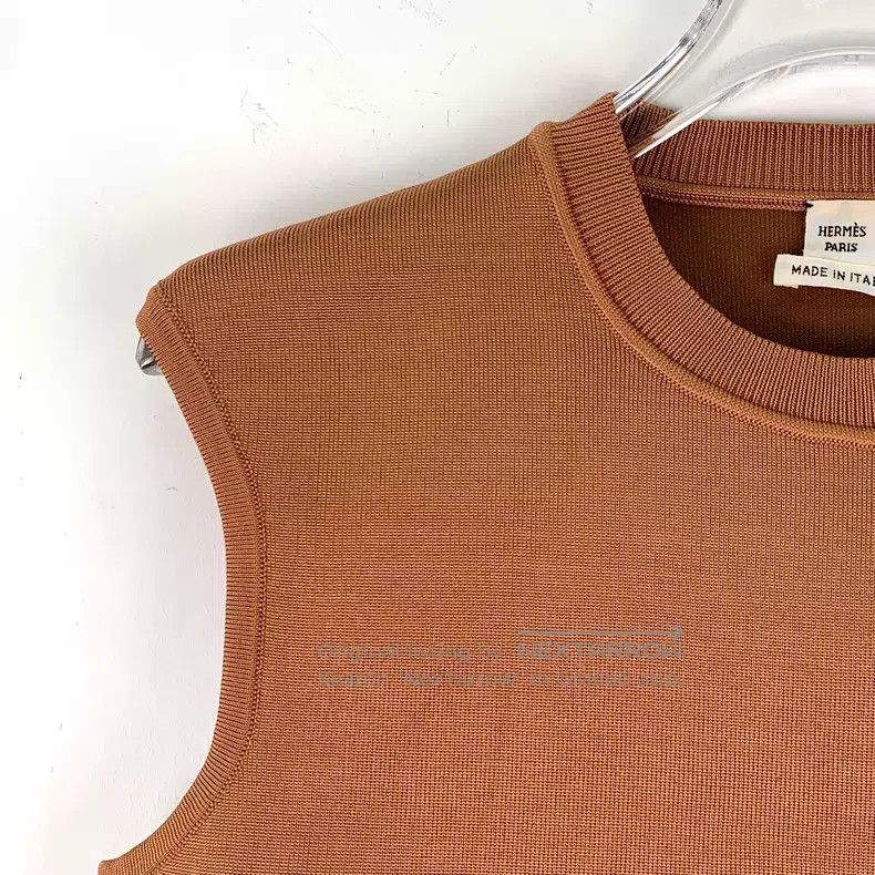 Hermes Hermes Chestnut round neck short sleeve knit vest Size XS / US 0-2 / IT 36-38 - 3 Thumbnail