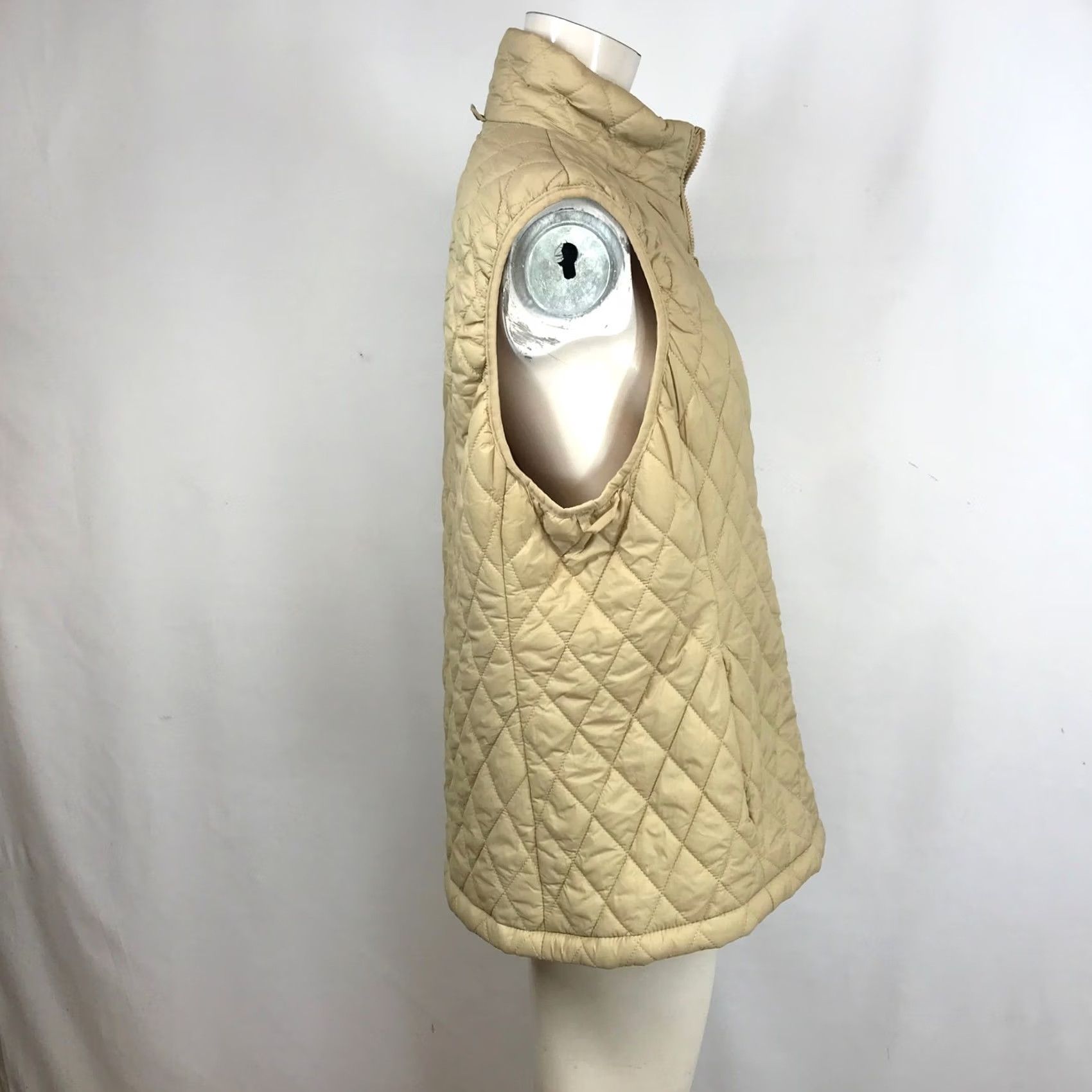 Lands' End Lands End Womens Tan Beige Diamond Quilted Puffer Vest Full Zip Size L Large Vest Beige Quilted Puffer, Zip, Pockets, Stand Collar Womens Size L / US 10 / IT 46 - 4 Thumbnail