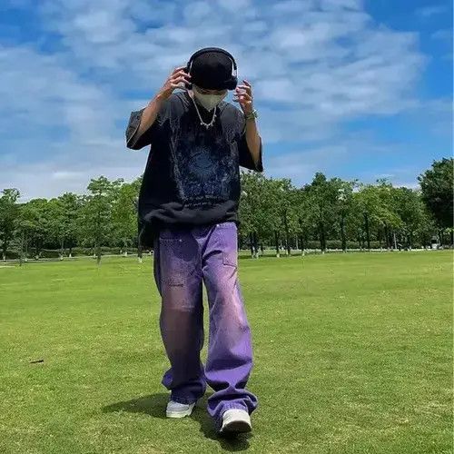 Japanese Brand Purple Y2K Jeans Men Casual Streetwear Size US 30 / EU 46 - 2 Thumbnail
