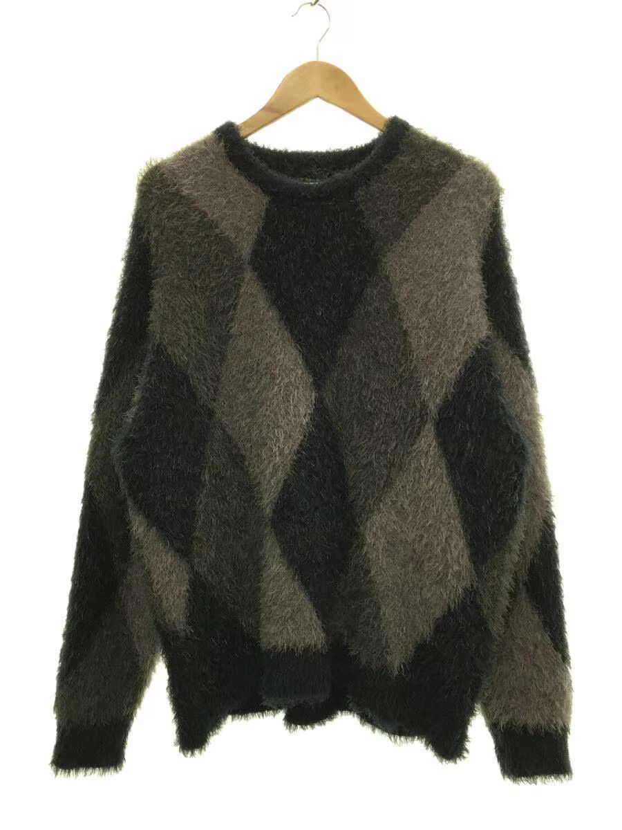 image of Number N Ine Argyle Fluffy Knit Sweater in Khaki, Men's (Size Large)