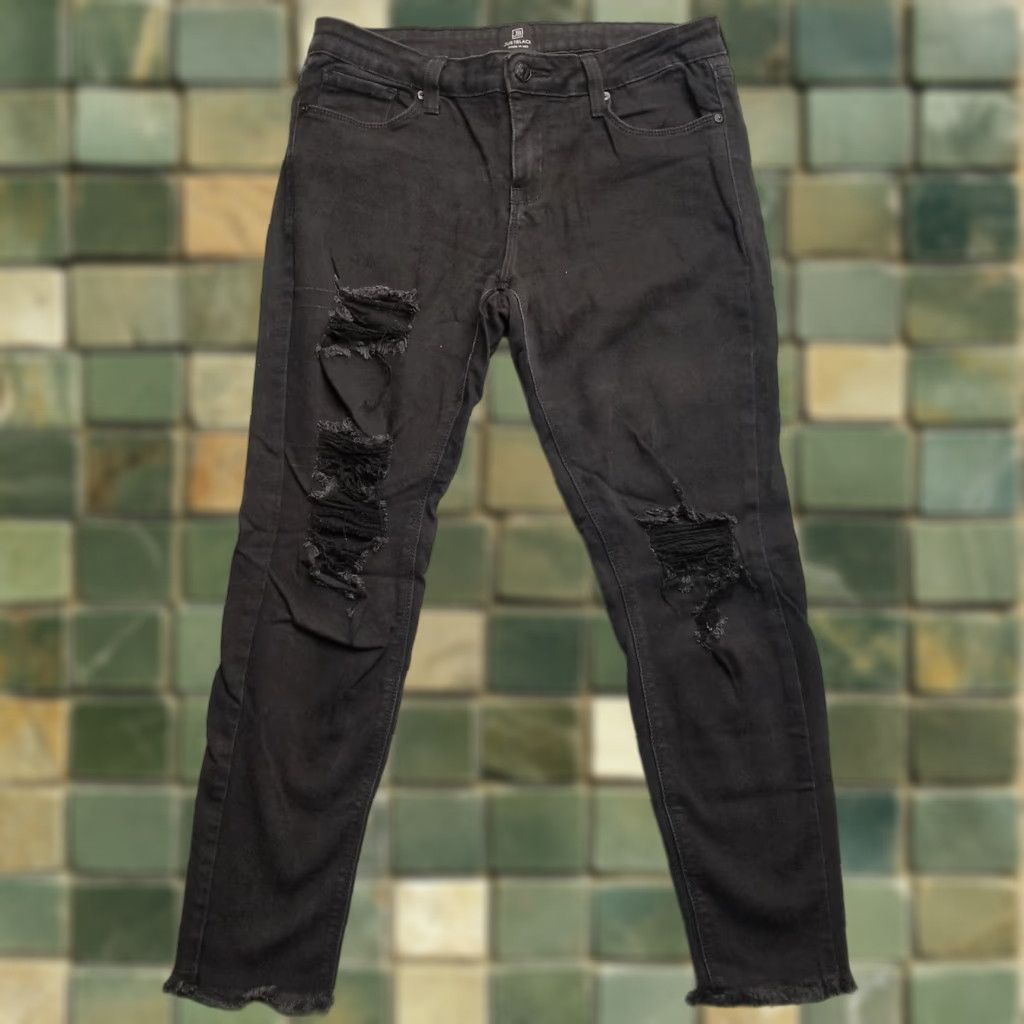 Denime JB Jeans Womens 30 Straight Leg Black Denim Stretch Distressed Jeggings Casual Size 30" / US 8 / IT 44 - 1 Thumbnail