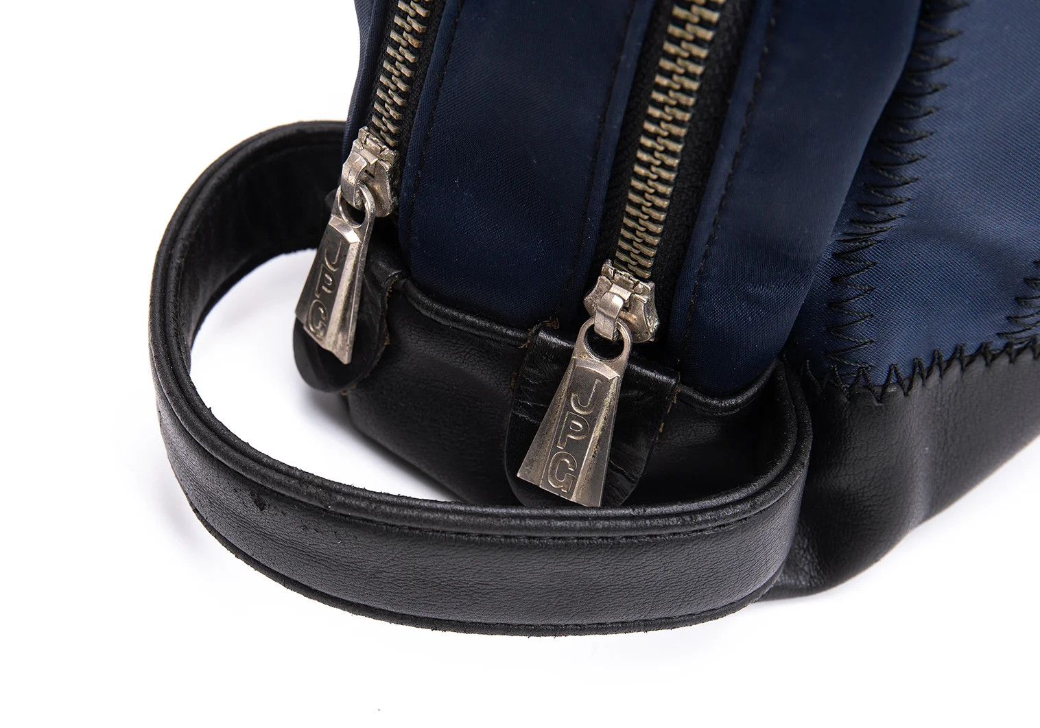 Jean Paul Gaultier Zigzag Stitch Double Compartment Clutch Bag in Navy Black Size ONE SIZE - 9 Thumbnail