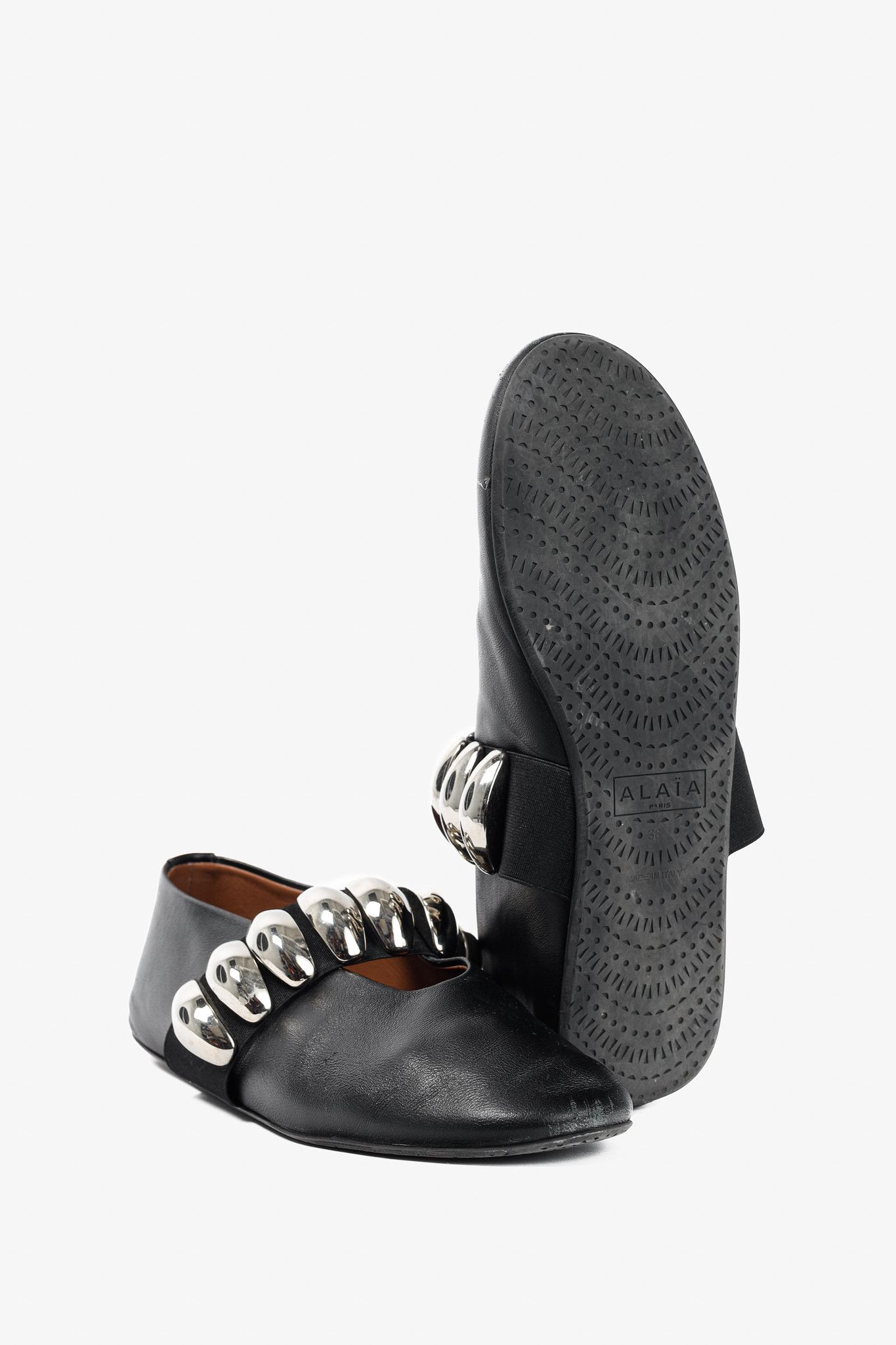 Alaia Alaia Noir Lambskin Mary-Jane Ballerina Flats Tribale Size US 7.5 / IT 37.5 - 5 Thumbnail