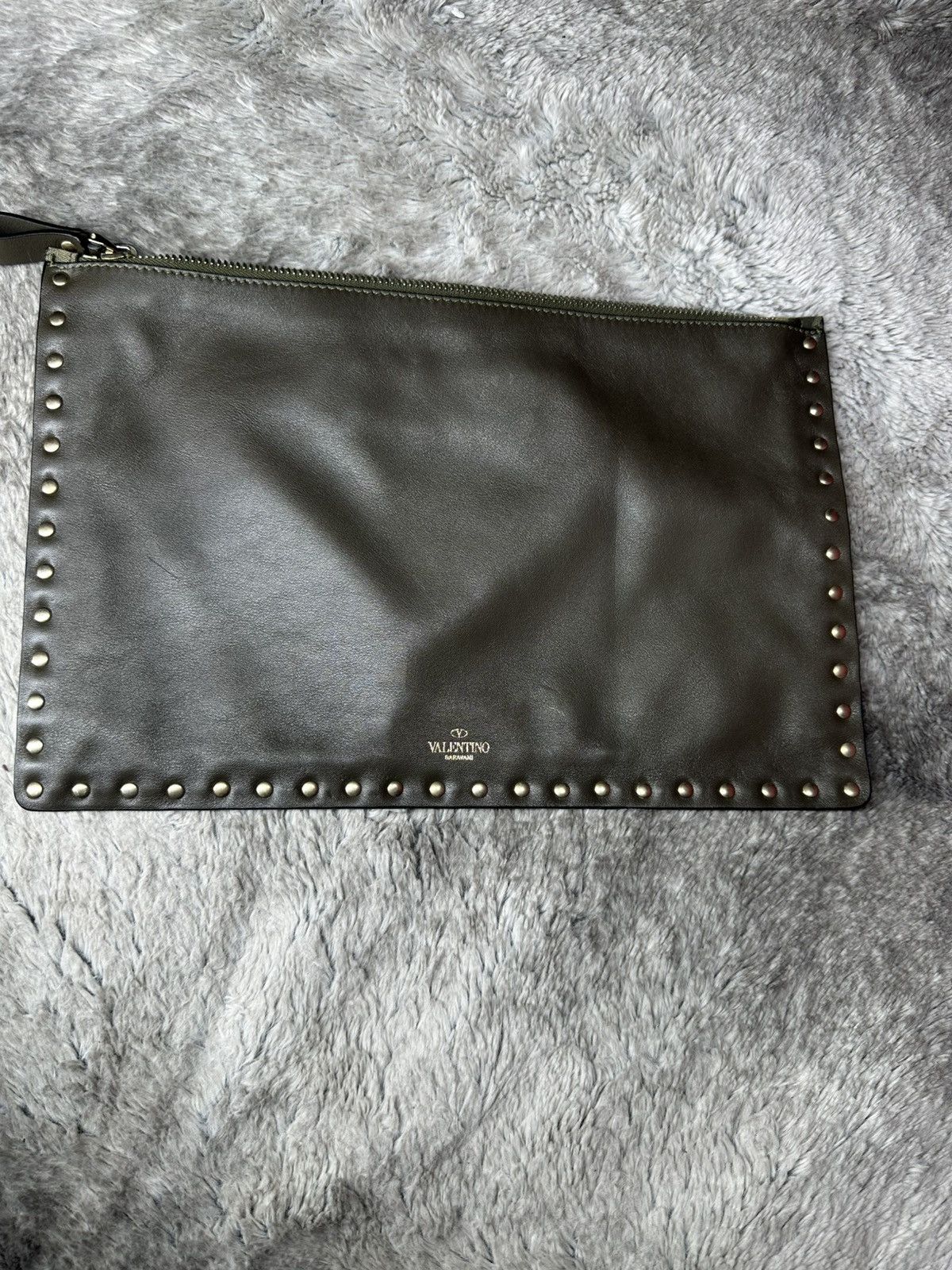 Gianni Valentino Valentino Garavani Rockstud Clutch Bag – Olive Green Leather Size ONE SIZE - 4 Thumbnail