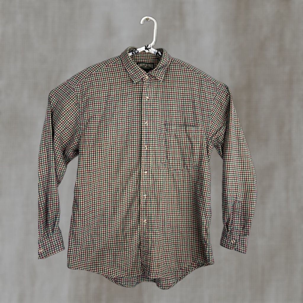 American Eagle Outfitters VINTAGE American Eagle Outfitters Shirt Mens L Flannel Button-Up Green Beige Red USA Size US L / EU 52-54 / 3 - 1 Thumbnail