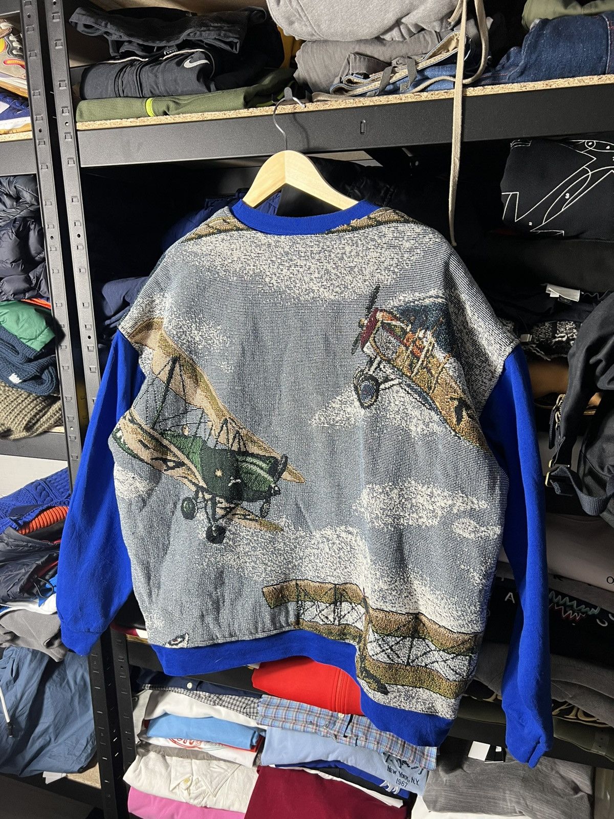 Japanese Brand Custom Handmade Vintage Aviation Tapestry Sweatshirt XL 🛩️💥 Size US XL / EU 56 / 4 - 7 Thumbnail