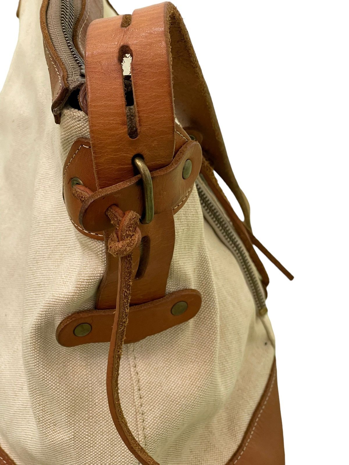 Japanese Brand Messenger Bag Teha Amana Leather Cotton Canvas Size ONE SIZE - 10 Thumbnail