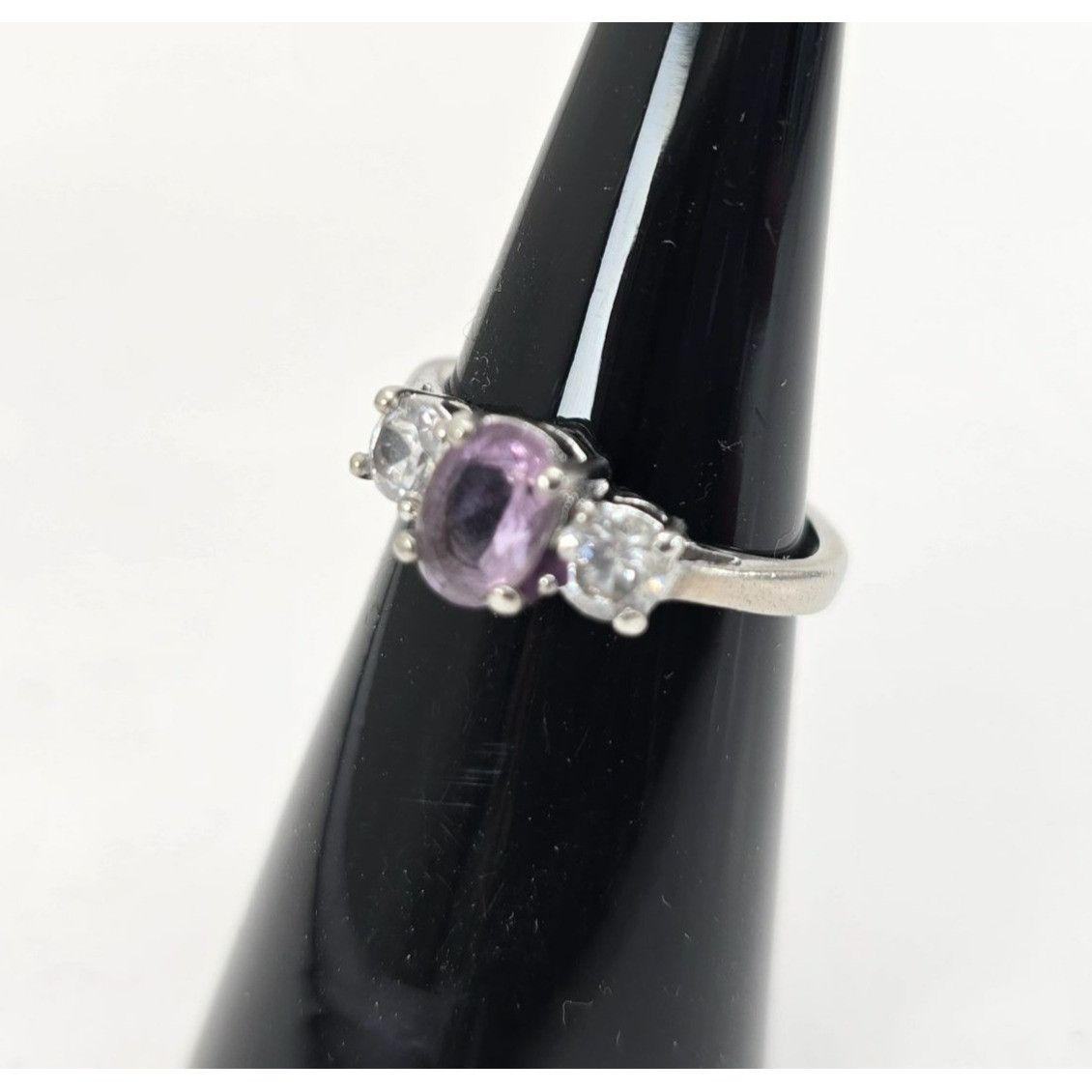 Other Amethyst & White Topaz Sterling Silver Ring Size 5.75 Elegan Size ONE SIZE - 5 Thumbnail