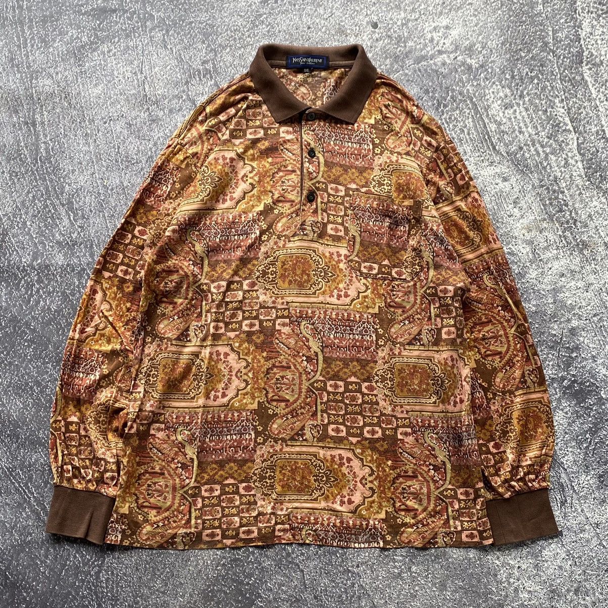 RARE❤️‍🔥 VTG YVES SAINT LAURENT POLO SHIRT PAISLEY