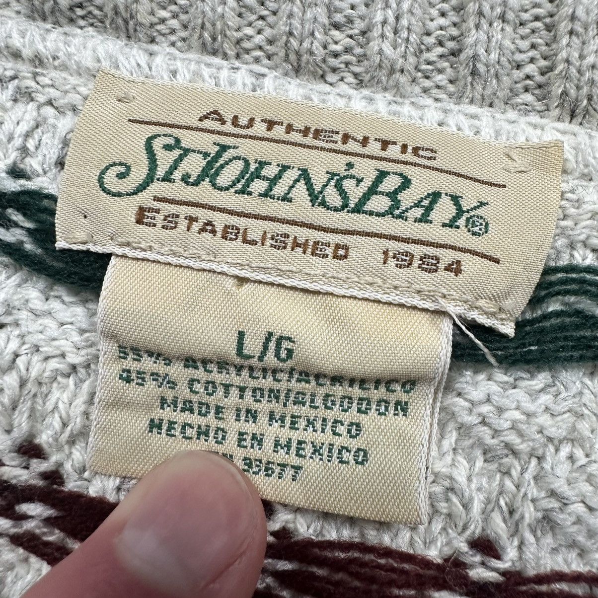 St. Johns Bay Vintage 90s St. Johns Bag Knit Grandpa Pullover Sweater Size US L / EU 52-54 / 3 - 3 Thumbnail