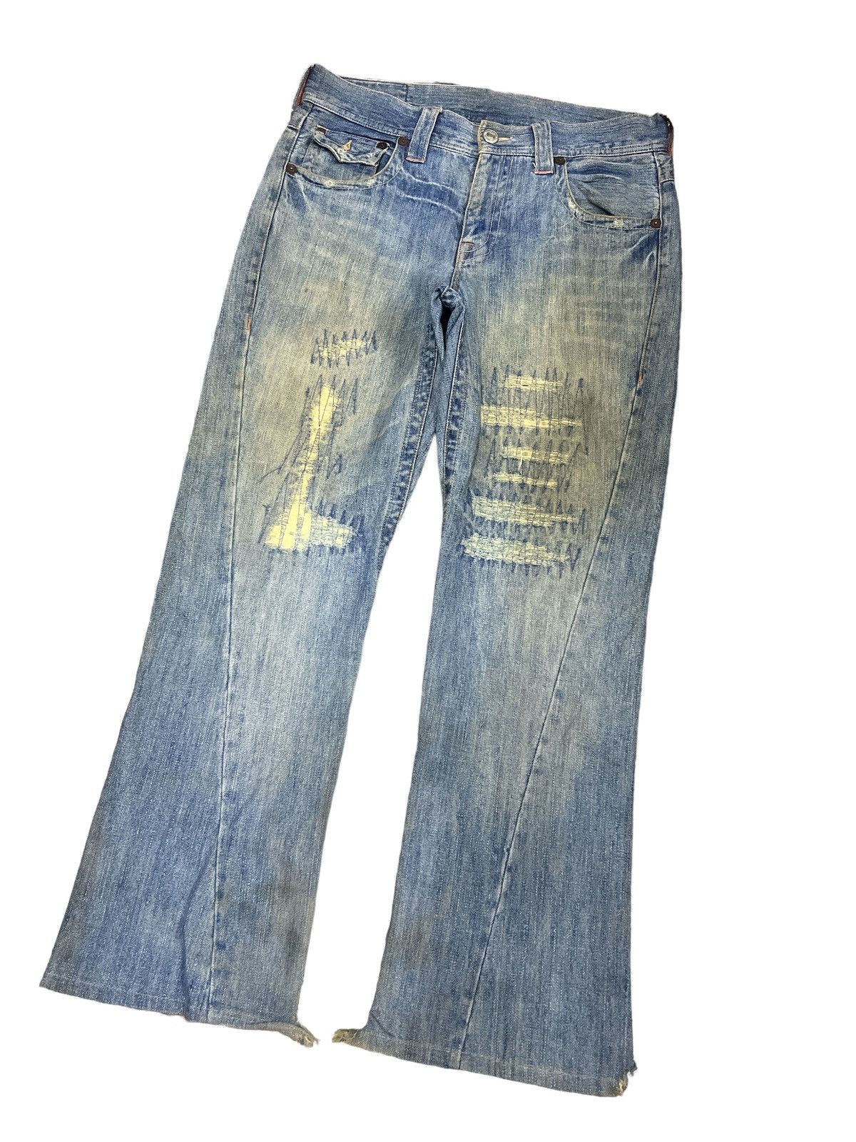 Designer × Hysteric Glamour × Japanese Brand FLARED🔥BIG BILL RIPPED DISTRESSED DENIM PANT Size US 32 / EU 48 - 5 Thumbnail