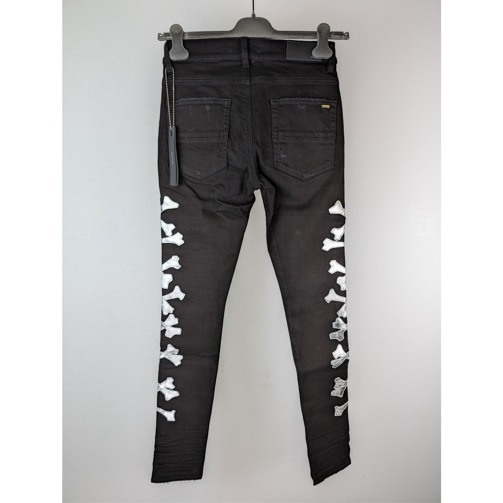 Amiri o1rshd1 Bones Jean Denim Jeans in Black/Silver Size US 30 / EU 46 - 12 Thumbnail