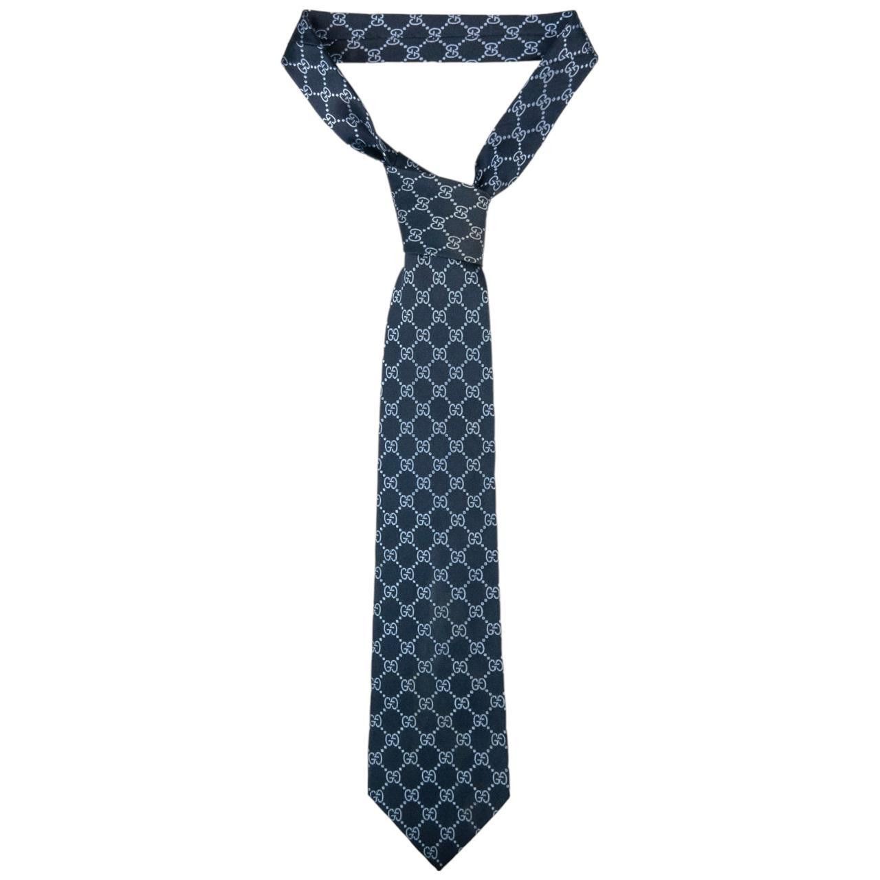 Gucci Vintage Gucci Silk Monogram Tie Size ONE SIZE - 1 Thumbnail