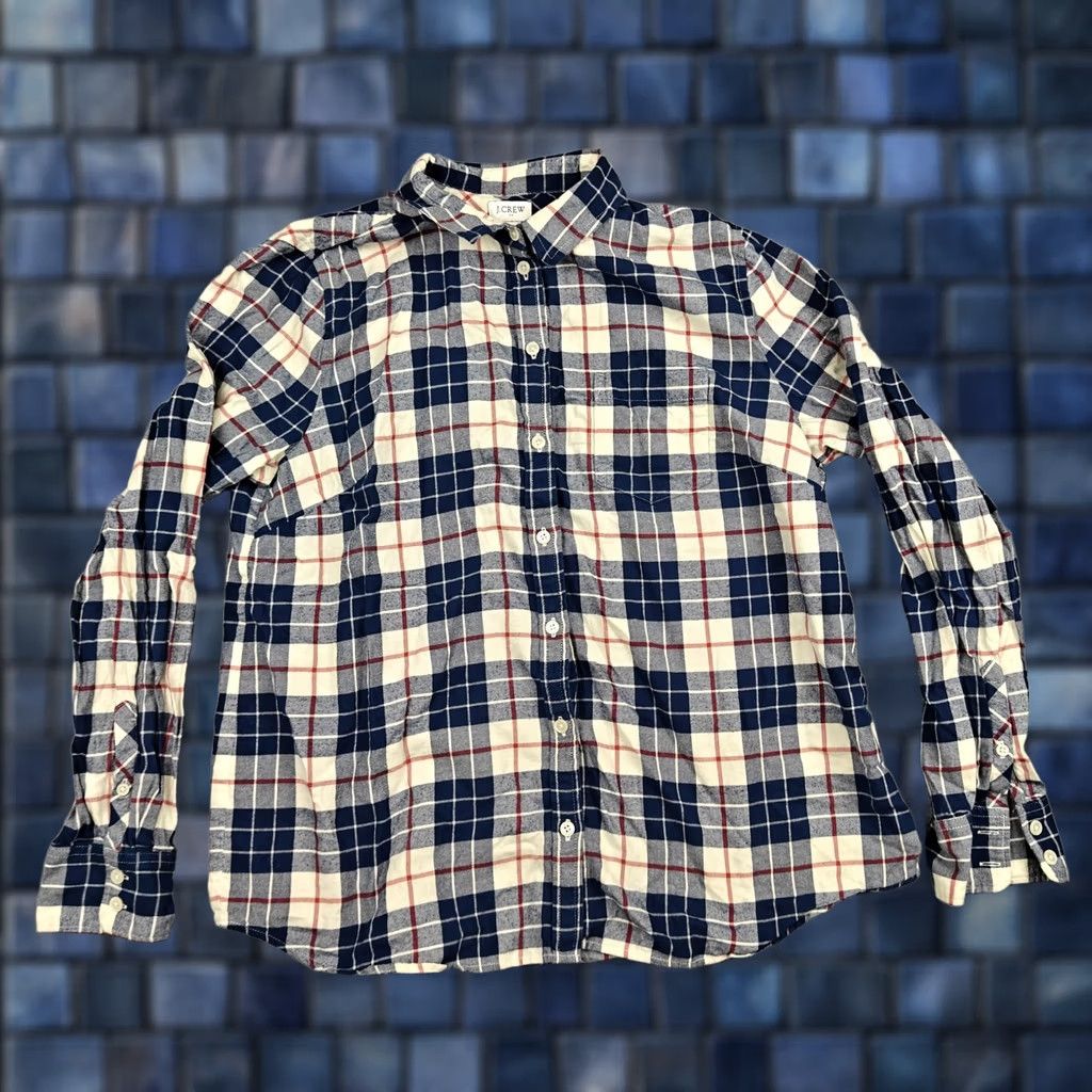 J.Crew J Crew Shirt Womens Large Blue Plaid Flannel Button Front Cotton Long Sleeve Size L / US 10 / IT 46 - 1 Thumbnail