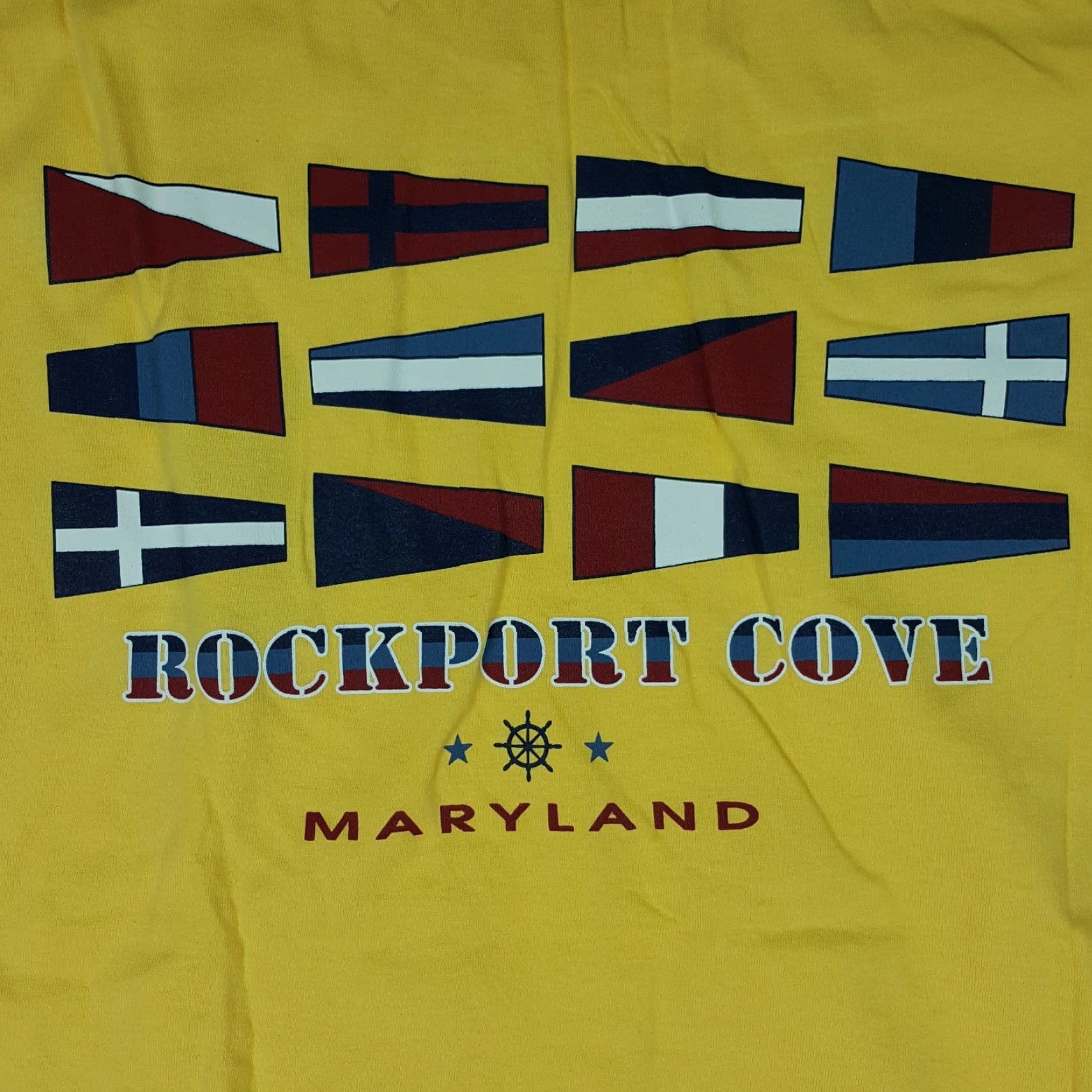 Nautica VINTAGE Maryland T-Shirt Yellow Short Sleeve Mens L Nautical Flag Retro 90s GEAR FOR SPORTS Crew Neck Graphic Print NOS Size US L / EU 52-54 / 3 - 5 Thumbnail