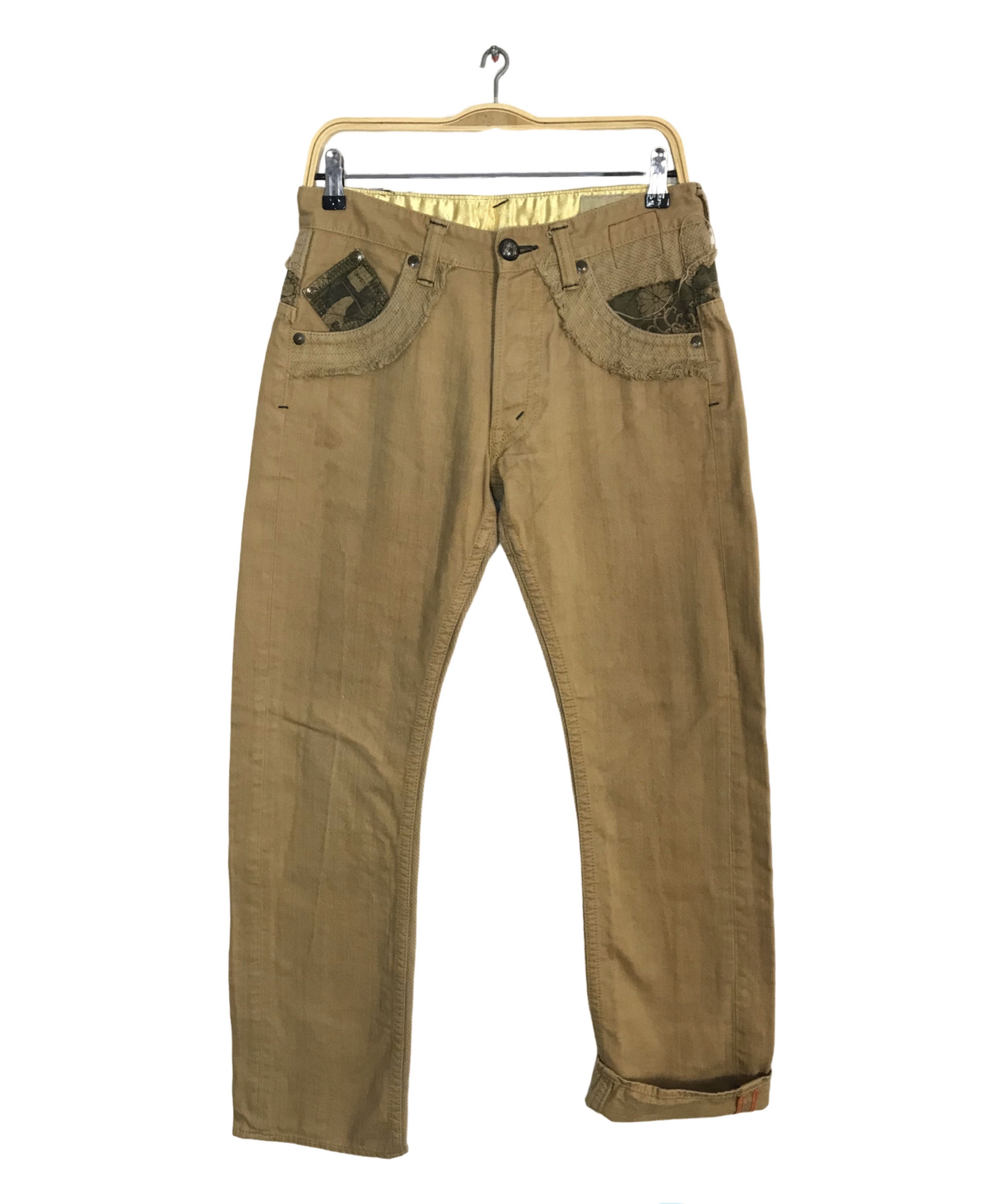 Japanese Brand 90s Japanese Beige Jeans Ethic Style Buttonfly Straight Cut Size US 30 / EU 46 - 2 Thumbnail