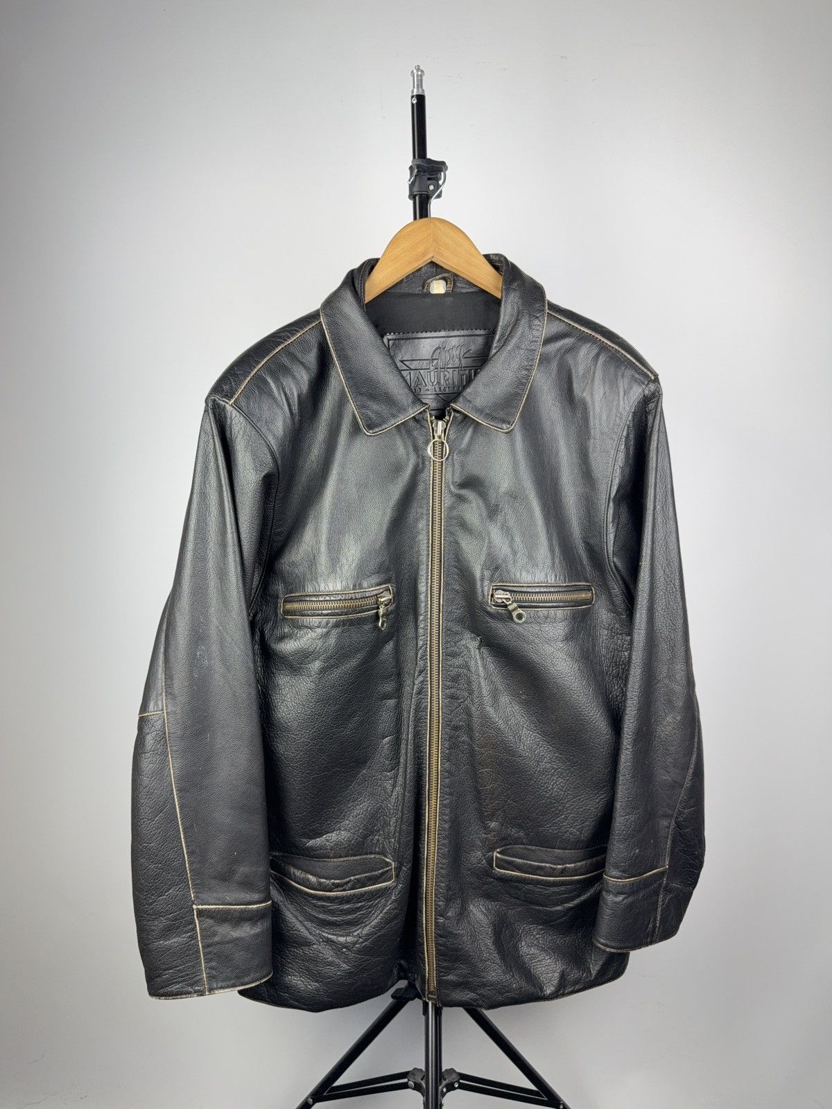 Leather Vintage 90s Gipsy Mauritius Black Leather Moto Biker Jacket Size US XL / EU 56 / 4 - 1 Thumbnail