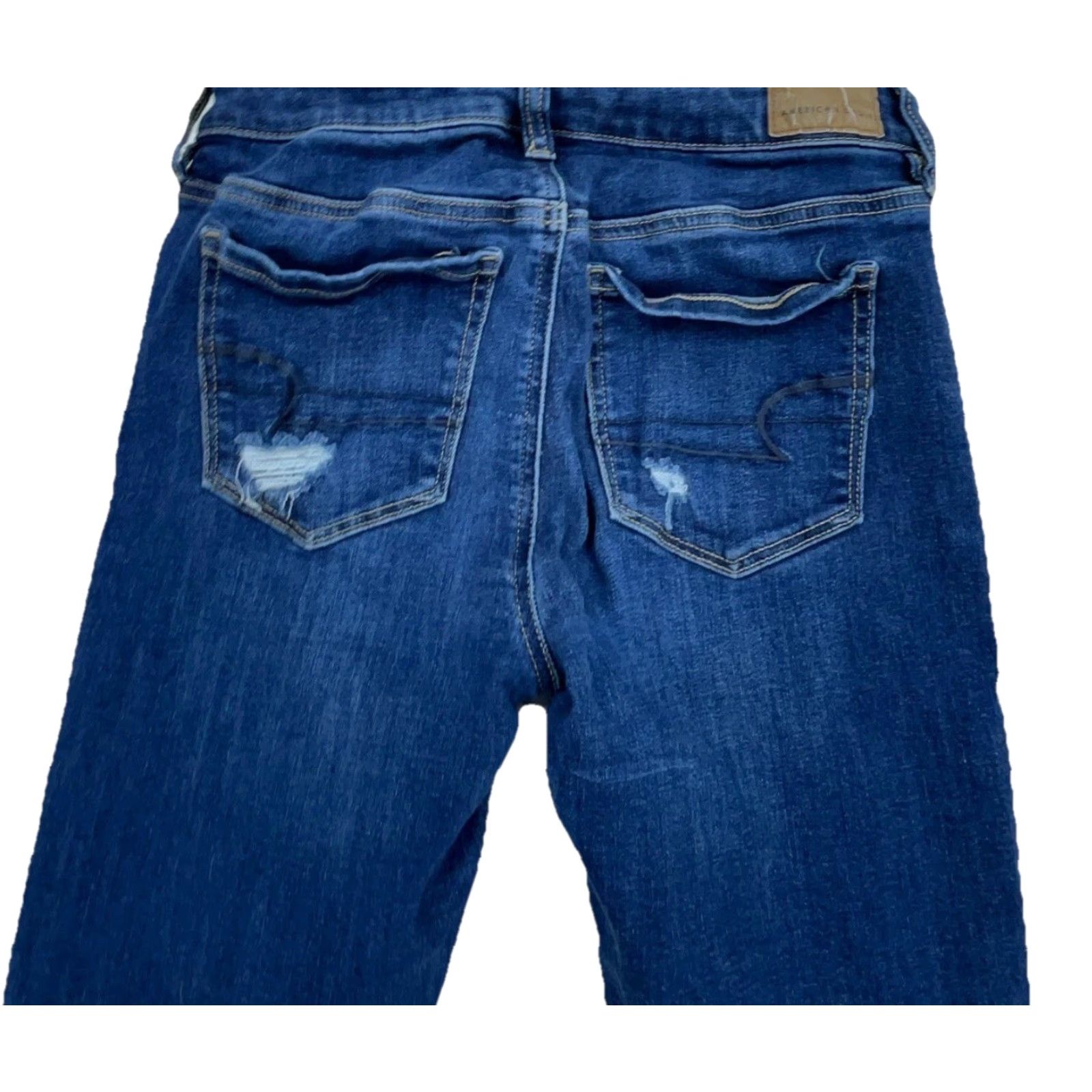 American Eagle Outfitters American Eagle Outfitters Jeans Women 4 Long Jegging Dark Wash Distressed? No, Solid Blue 5-Pocket Regular Rise Mid Inseam 30 in Size 27" / US 4 / IT 40 - 5 Thumbnail