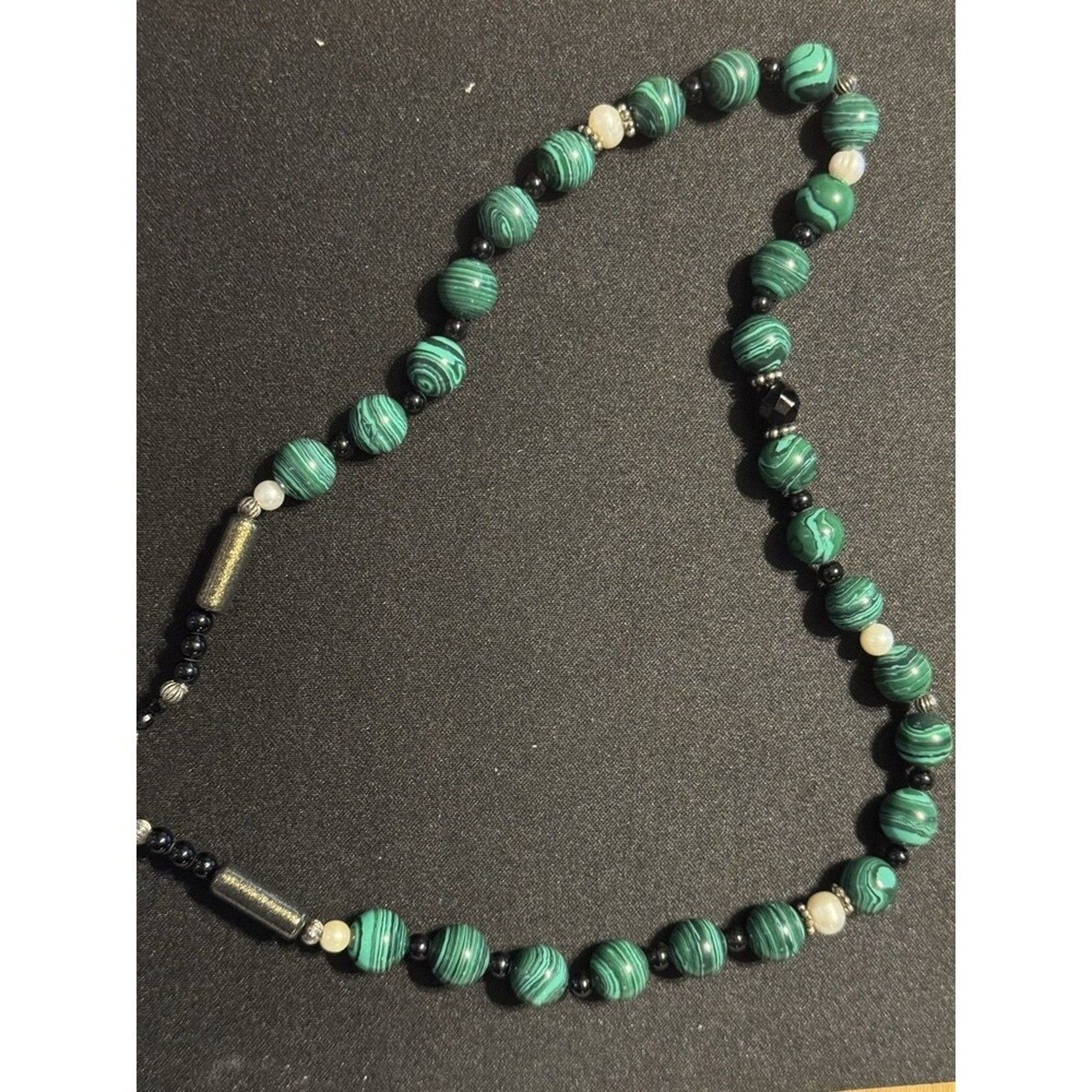 Other Malachite Onyx Pearl 18in Necklace 925 Silver Spacers Size ONE SIZE - 1 Thumbnail