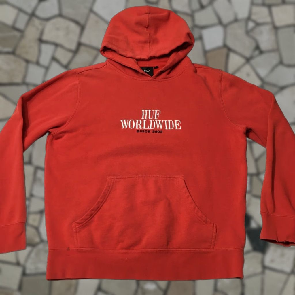 Huf VINTAGE HUF Hoodie Adult L Red Logo Sweatshirt Sweater Skater Size US L / EU 52-54 / 3 - 1 Thumbnail