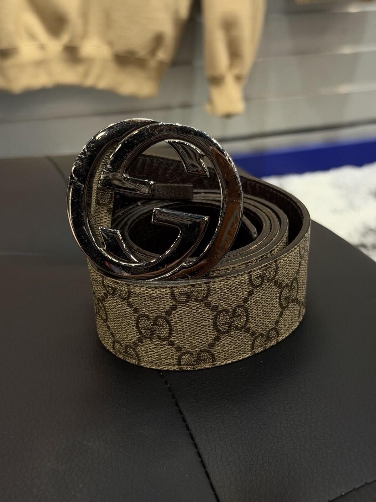 Gucci Gucci Tan Brown Silver Buckle Belt 100/40 $600 Size ONE SIZE - 2 Thumbnail
