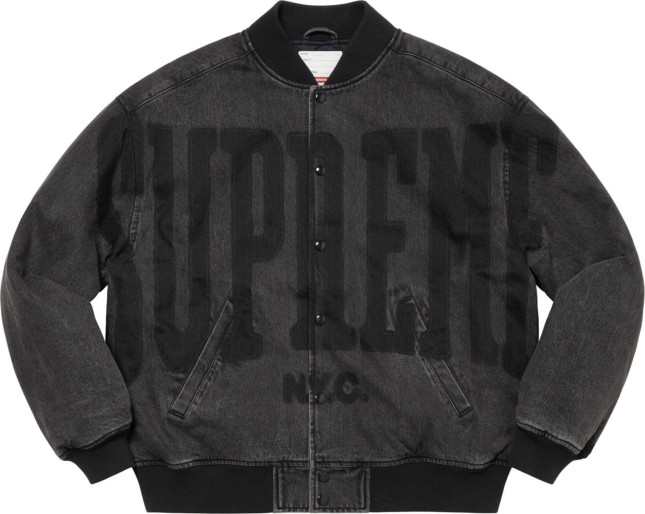Supreme Denim Varsity Jacket | Grailed