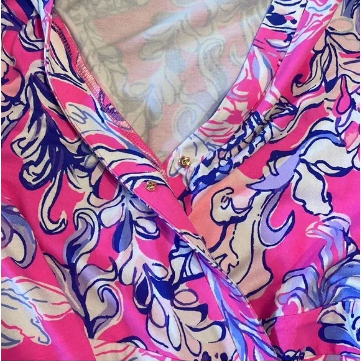 Lilly Pulitzer Lilly Pulitzer Karlie Wrap Romper Pink Tropics Sun Small Size 26" / US 2 / IT 38 - 6 Thumbnail