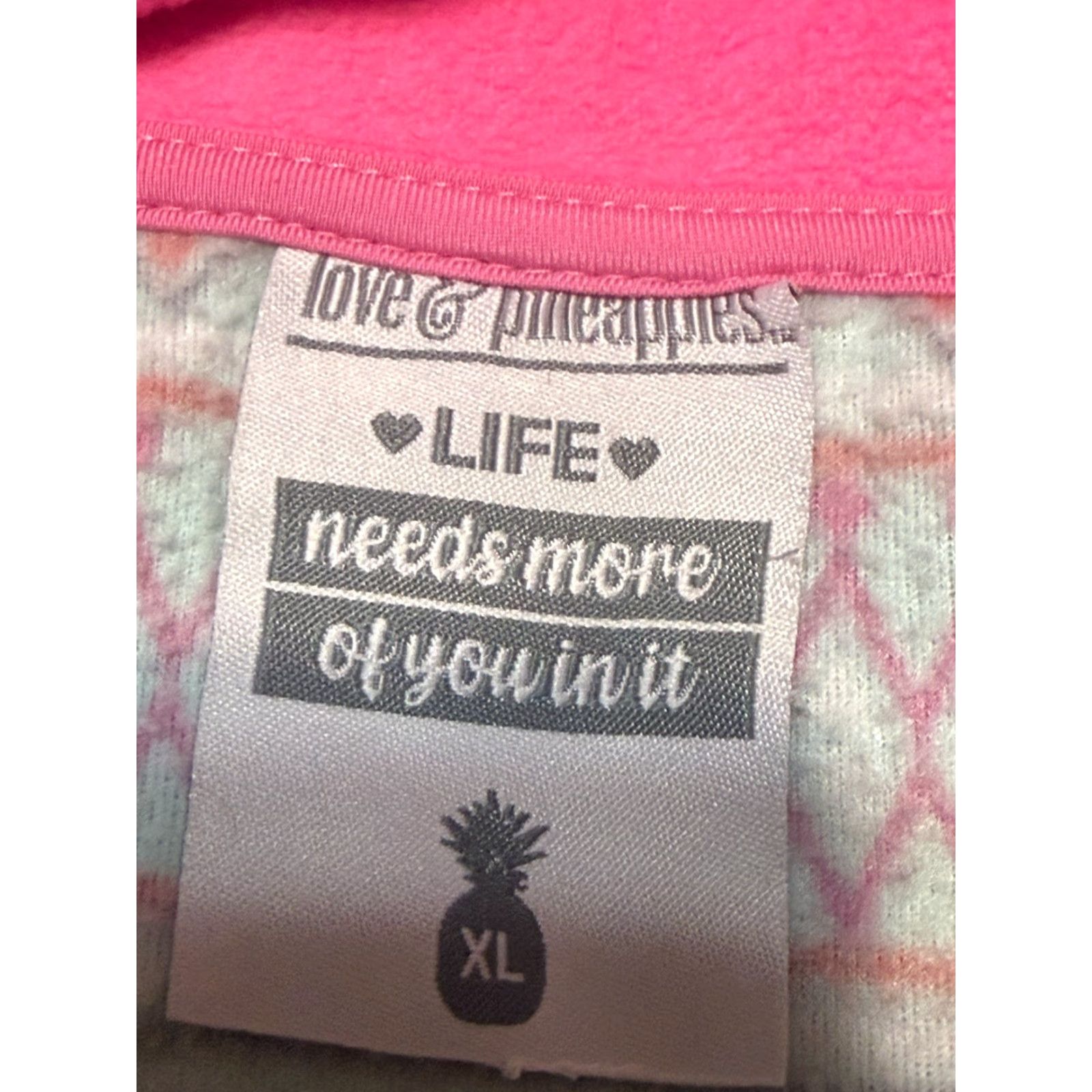 Vintage Love & Pineapples Sweater Women's XL Pink Quarter Zipper Knit Pullover Size XL / US 12-14 / IT 48-50 - 5 Thumbnail