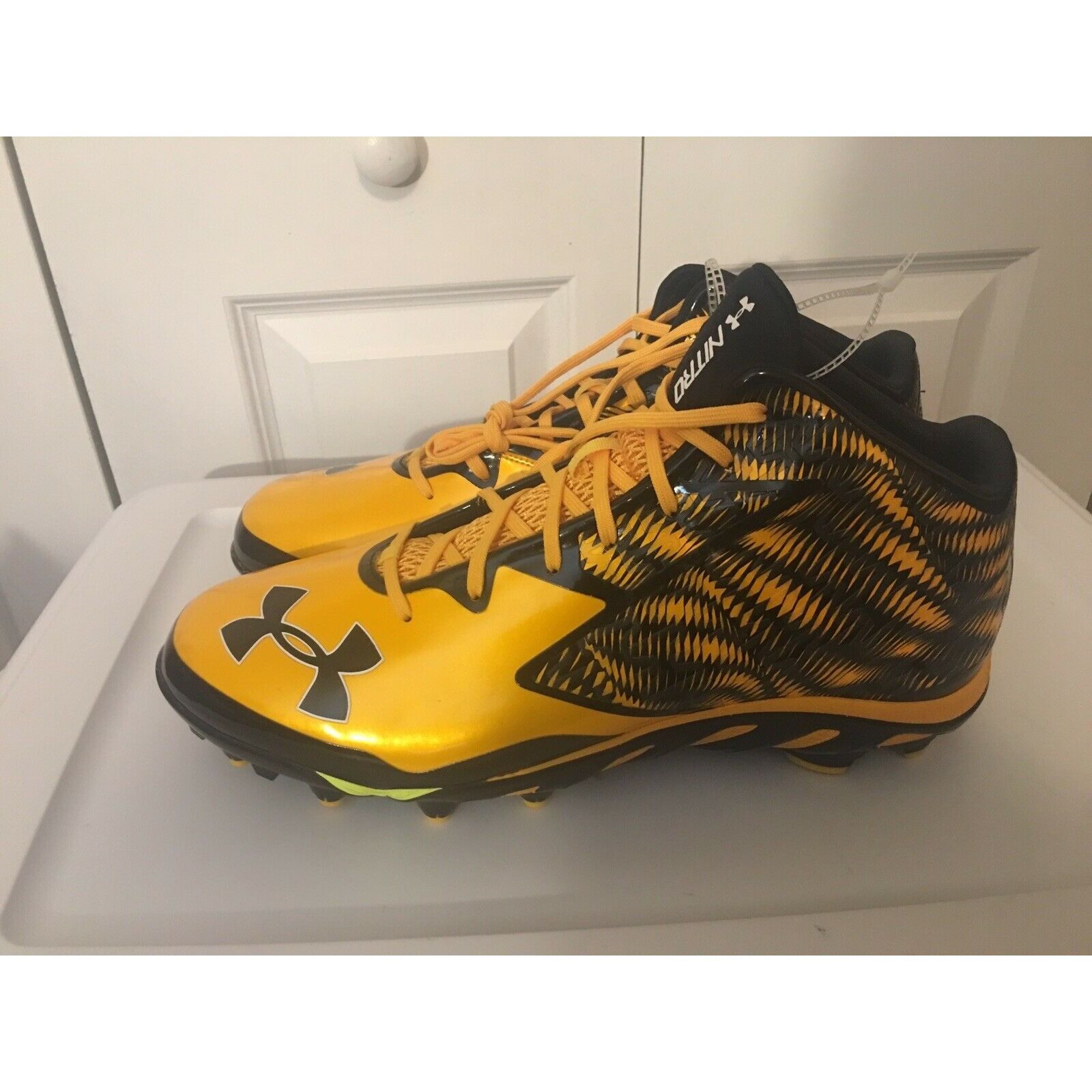Under Armour New Under Armour UA Nitro Mid D Mens Football Cleats Yellow Size US 15 / EU 48 - 6 Thumbnail