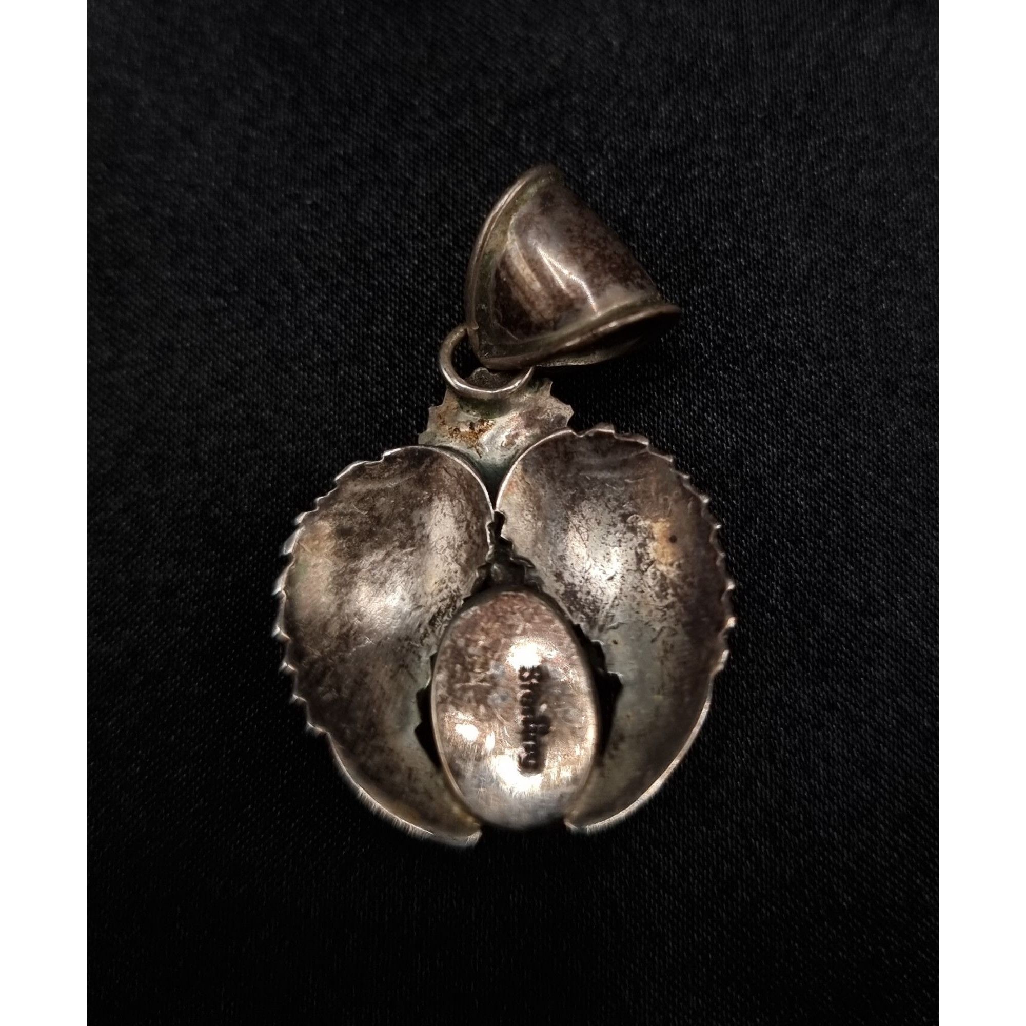 Vintage Vintage Sterling Silver Amber Pendant With Intricate Scarab Size ONE SIZE - 6 Thumbnail