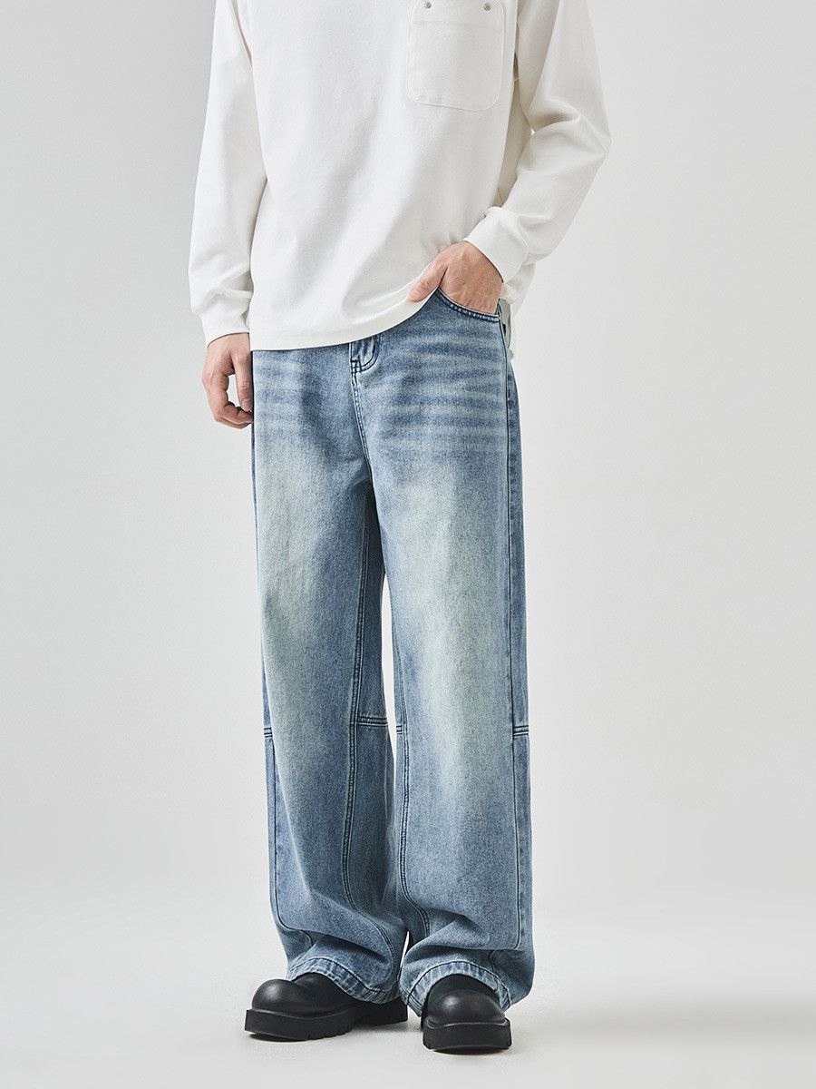 Jean Men's Street Loose Straight-Leg Trendy Paneled Jeans Size US 32 / EU 48 - 2 Thumbnail