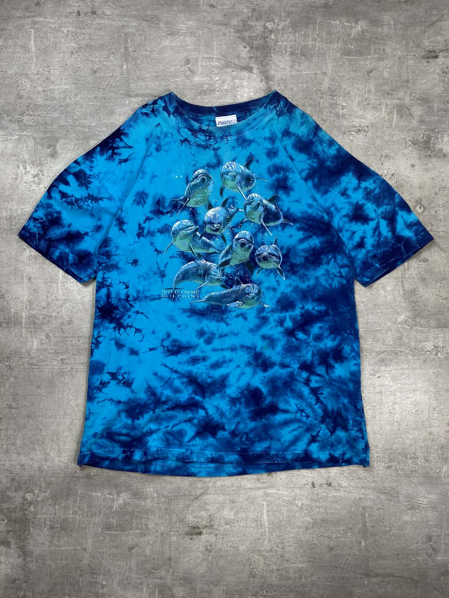 Vintage Vintage Blue Tie-dye T-shirt Bottlenose Dolphins Distressed Size US XXL / EU 58 / 5 - 1 Thumbnail