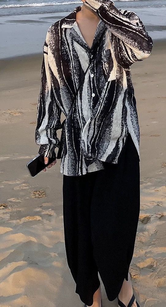 Other BAKU.CO Black & White Abstract Pleated Button-Up Size US L / EU 52-54 / 3 - 2 Thumbnail