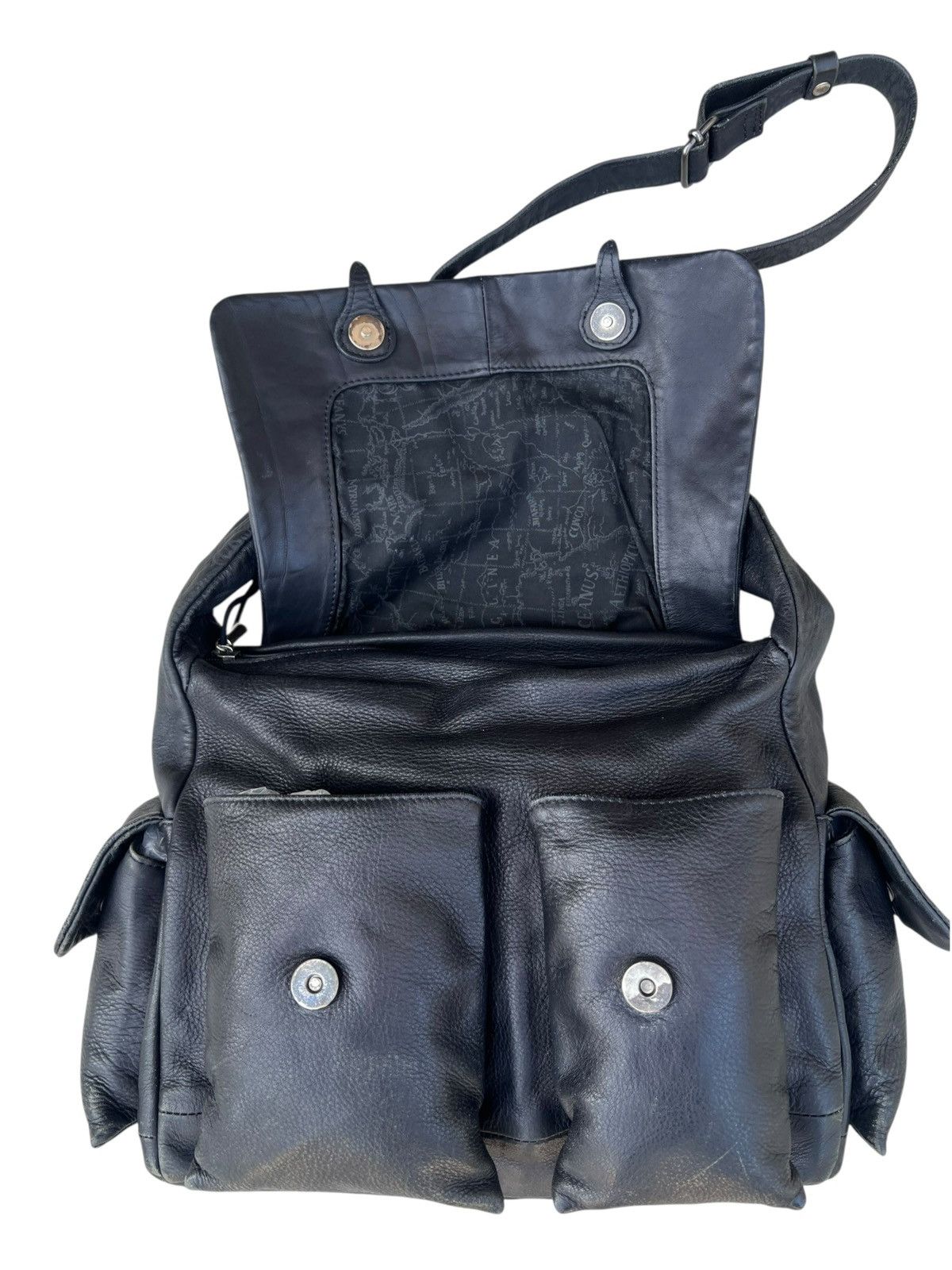 Leather Vintage ROSSI Florence Italy Faded Patina Cargo Sling Bag Size ONE SIZE - 12 Thumbnail