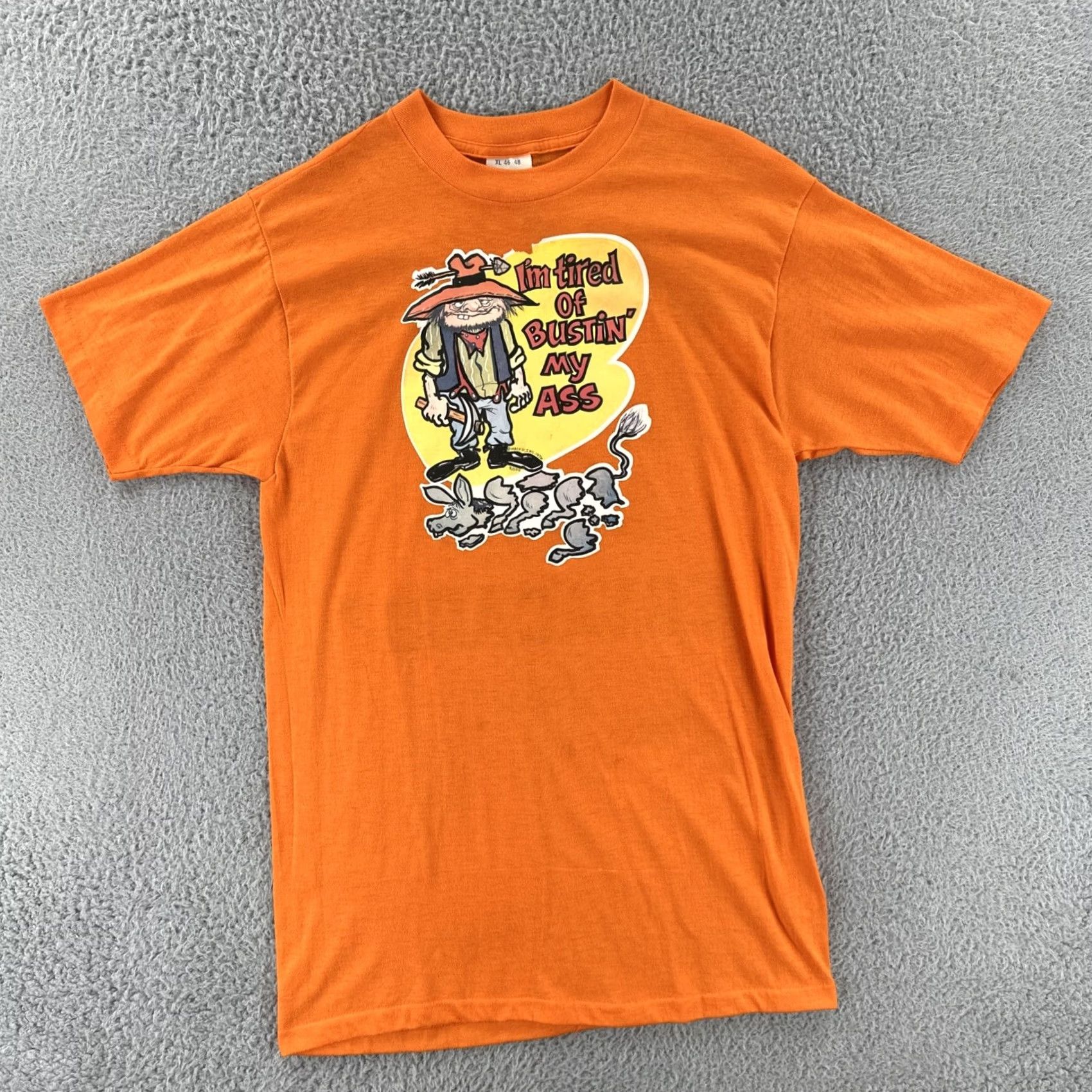 Vintage VINTAGE Unbranded T-Shirt XL Orange 50/50 Kodel Polyester Cotton Crew Neck Short Sleeve Mens 70s 80s Made in USA EUC Size US XL / EU 56 / 4 - 2 Thumbnail