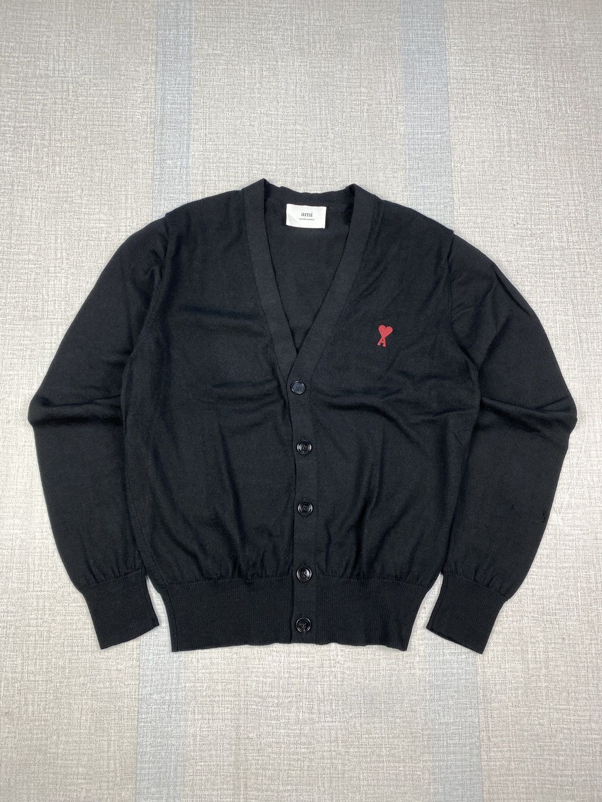 AMI AMI PARIS Small A Heart Cardigan Black Wool Size US L / EU 52-54 / 3 - 1 Thumbnail